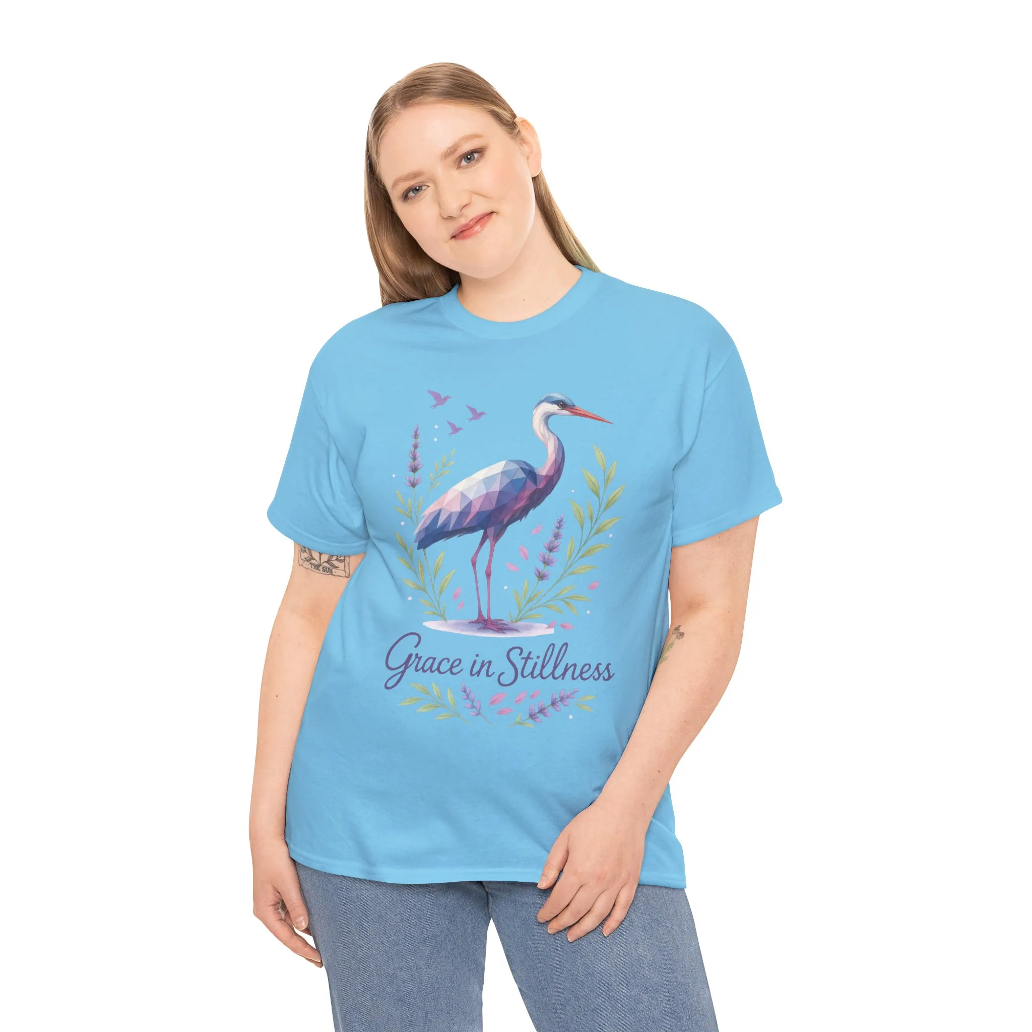 Polygonal Heron Graphic Shirt, Womens Artistic Bird Tee, Nature-Inspired Minimalist Design, Geometric Crane Tee, Bird Lovers Gift - Image 15
