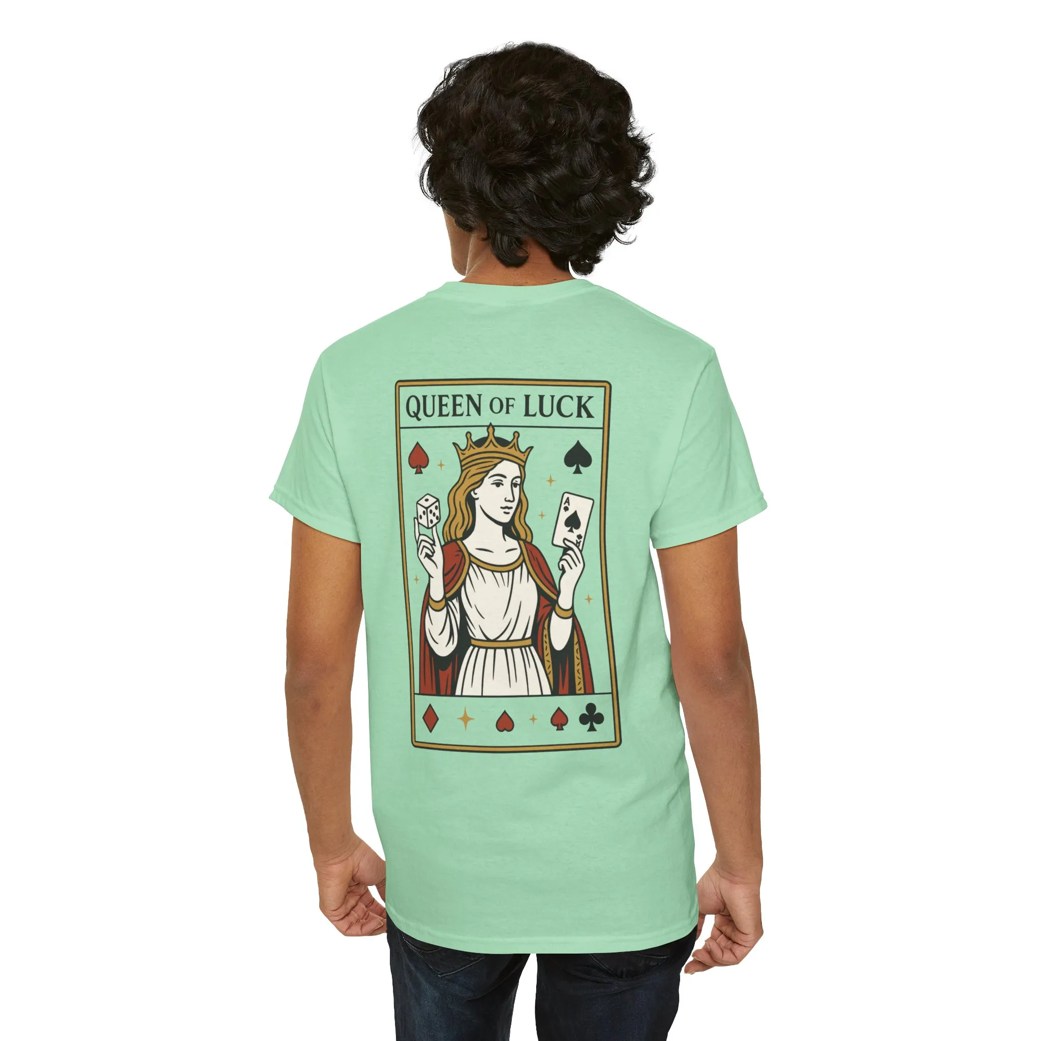 Front & Back Print unisex T-Shirt, Roll the Dice Tee for Men, Vintage Gambling Shirt, Casino Gift, Poker Gift, Card Games Gift, Queen of Luck - Image 37