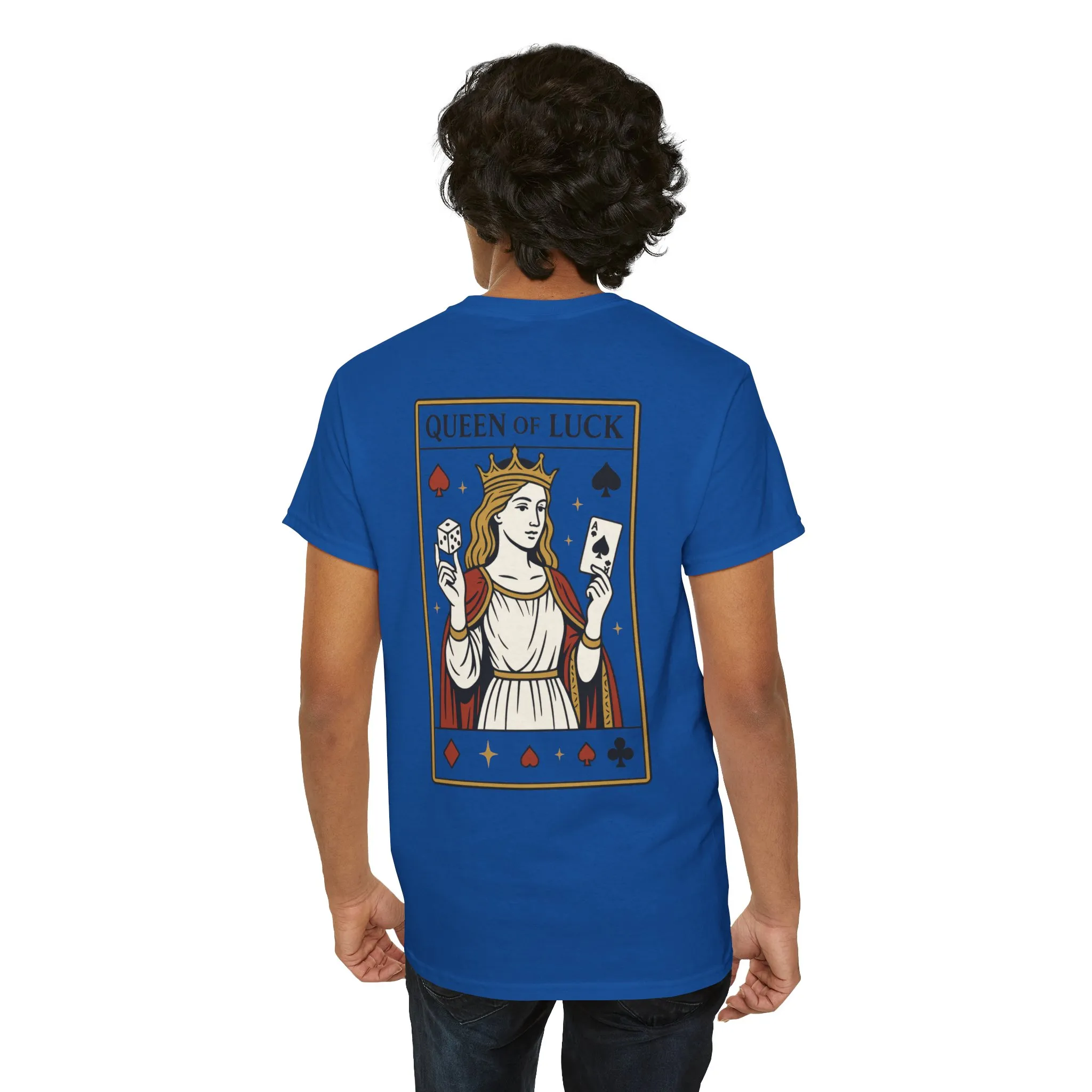 Front & Back Print unisex T-Shirt, Roll the Dice Tee for Men, Vintage Gambling Shirt, Casino Gift, Poker Gift, Card Games Gift, Queen of Luck - Image 25