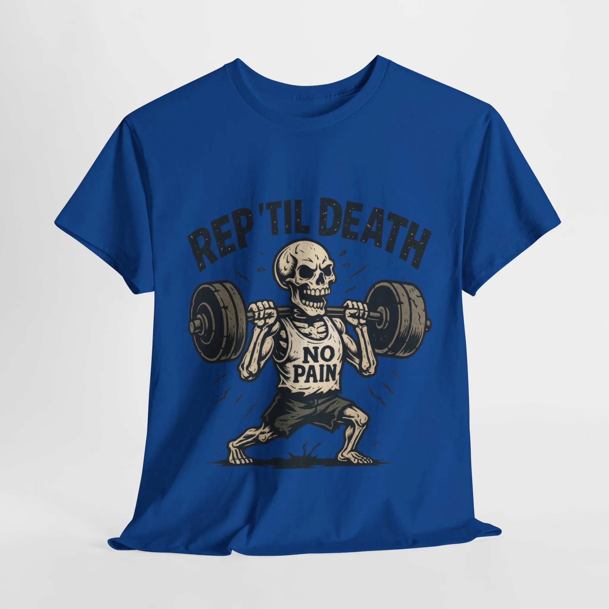 Mens Hardcore Fitness Shirt, No Pain Skeleton Workout Tee, Shirt for Fitness Lovers, Humor Gift for Bodybuilders, Rep Til Death Workout Tee - Image 18