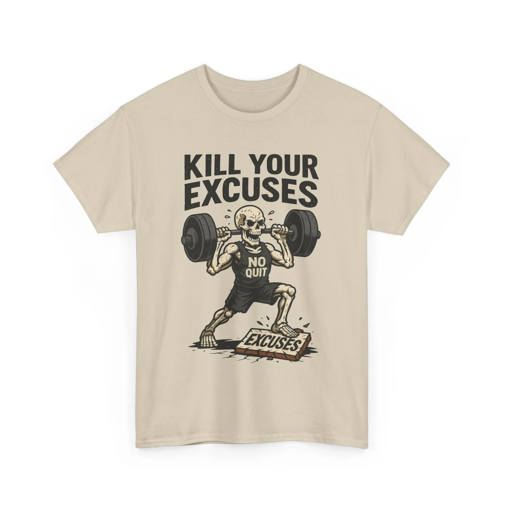 Kill Your Excuses Shirt, No Quit Skeleton Gym Tee for Men, Motivational Fitness T-Shirt, Workout Gift, Gym Apparel - Image 10