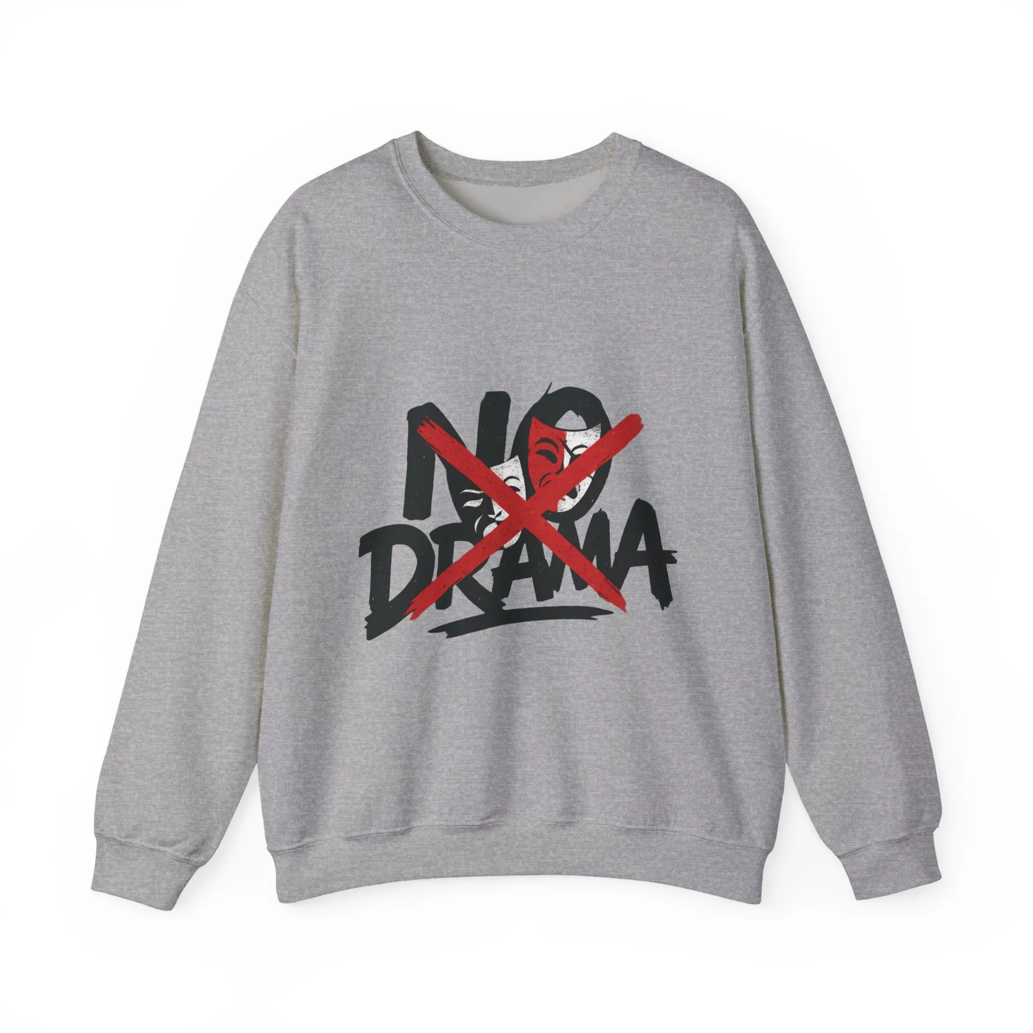 No Drama Mens Crewneck Sweatshirt, Casual Everyday Wear, Gift for Friends, Relaxed Vibes, Comfortable Fashion - Image 2