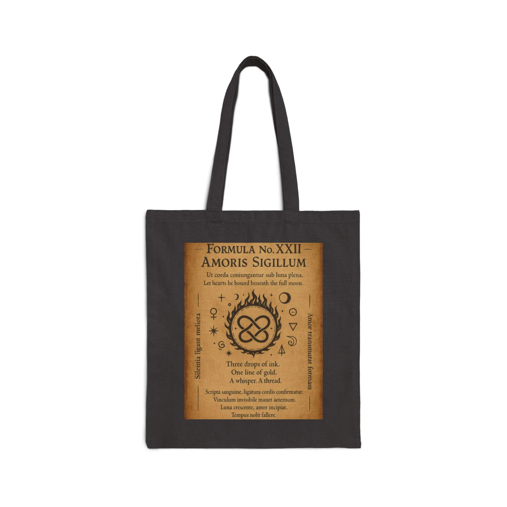 Amoris Sigillum Love Spell Tote Bag, Love Binding Sigil, Full Moon Romance Symbol, Mystic Heart Knot, Gothic Witch Spellbook Illustration - Image 2