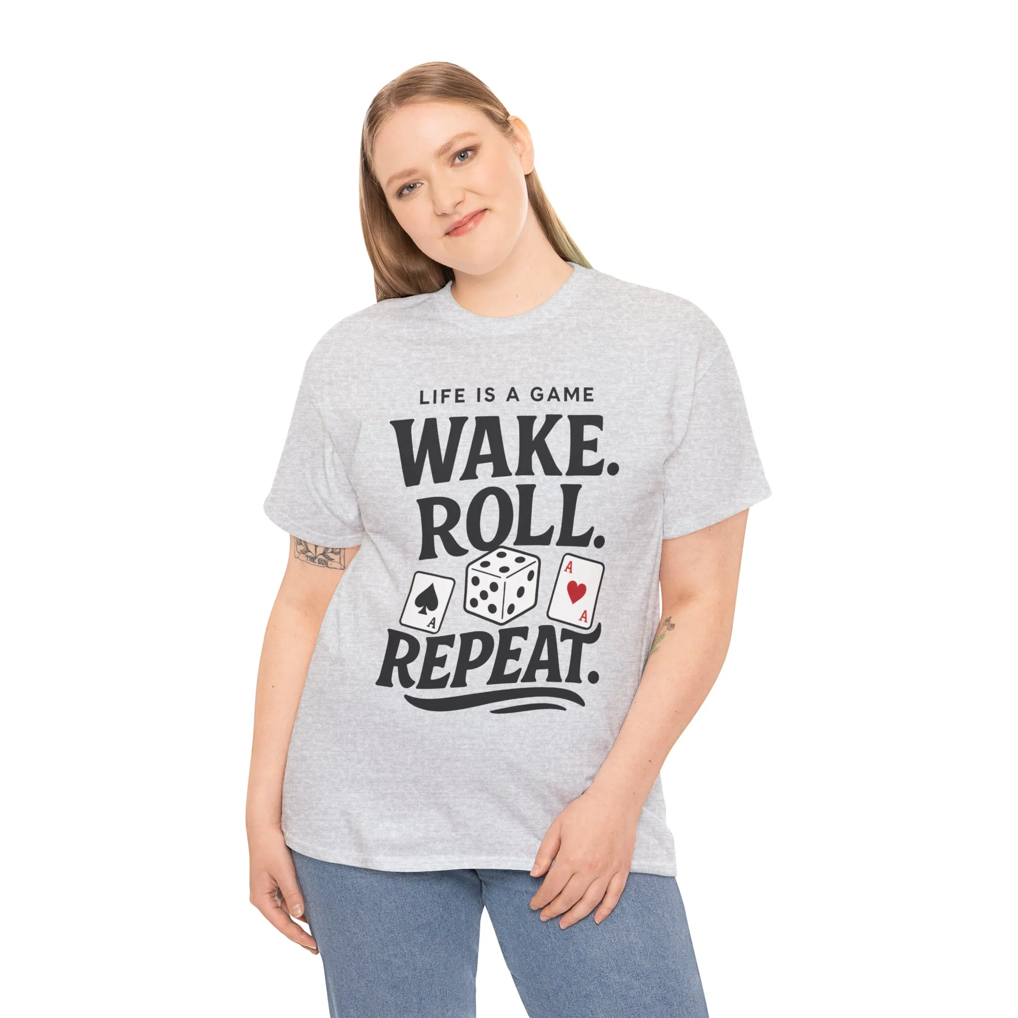 Game On Unisex Heavy Cotton Tee, Perfect for Gamers, Funny Dice & Cards Shirt, Unisex Gambling Gift, Birthday Celebrations - Image 3