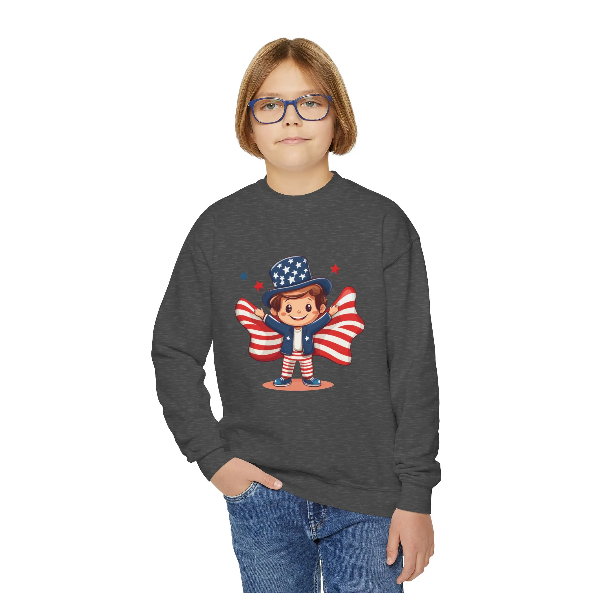 Patriotic Youth Crewneck Sweatshirt, Kids Flag Sweatshirt, July 4th Outfit, Independence Day Gear, Americana Sweatshirt, Holiday Clothing - Image 10
