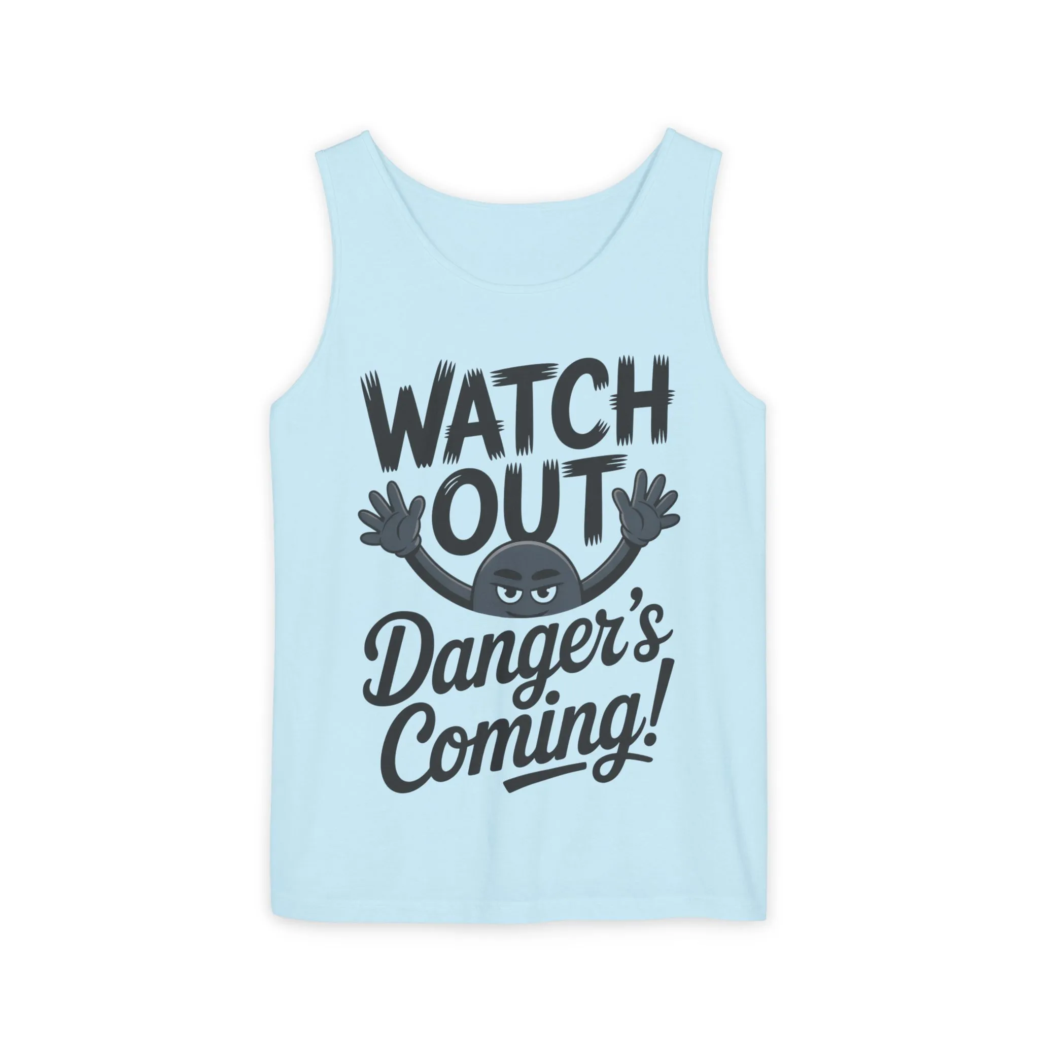 Watch Out! Danger's Coming, Mens Garment-Dyed Tank Top, Summer Tank, Trendy Mens Top, Fun Graphic Tee, Casual Wear, Gift for Him - Image 40