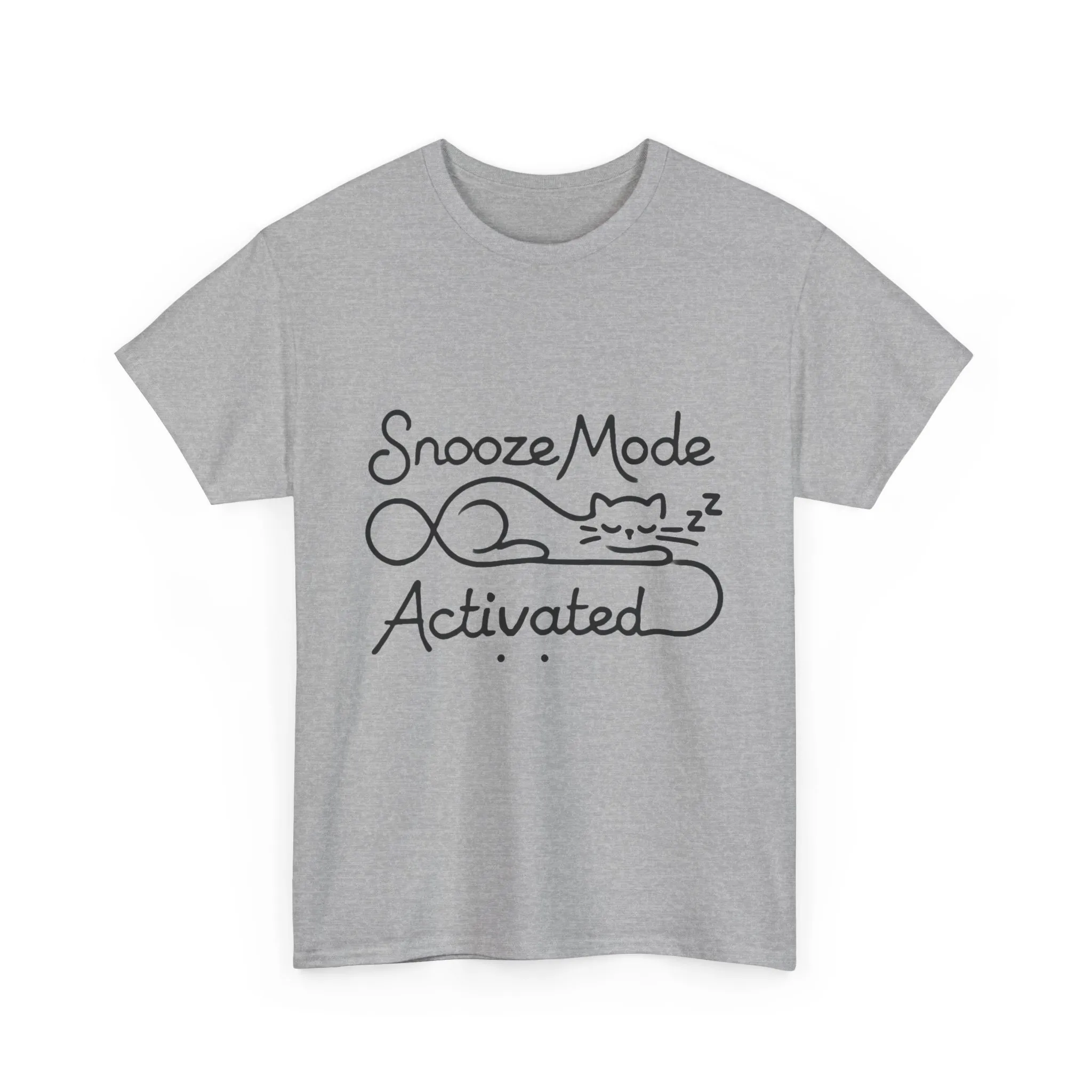 Cotton T-Shirt for Cat Lovers, Funny Sleeping Cat Tee, Lazy Mood Graphic, Women's Heavy Cotton T-Shirt Gift for Cat Lovers - Image 10