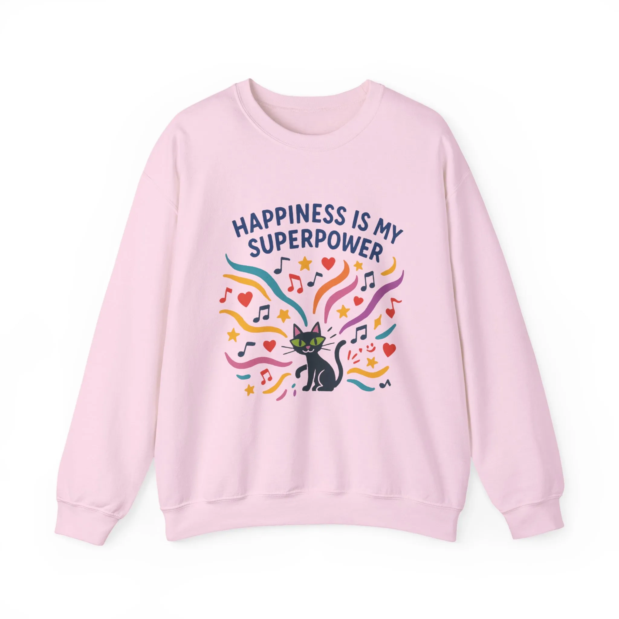 Playful Cat Crewneck Sweatshirt, Happiness is My Superpower, Cozy Sweatshirt, Gift for Cat Lovers, Fun Casual Style, Unique Animal Design - Image 25