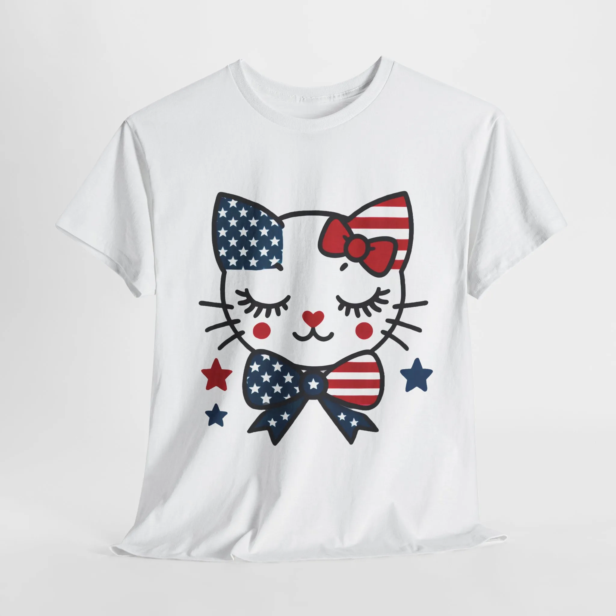 Patriotic Cat Womens Tee, Cute Cat Shirt, Womens T-Shirt, July 4th Outfit, Independence Day Gift, Animal Lover Apparel - Image 6