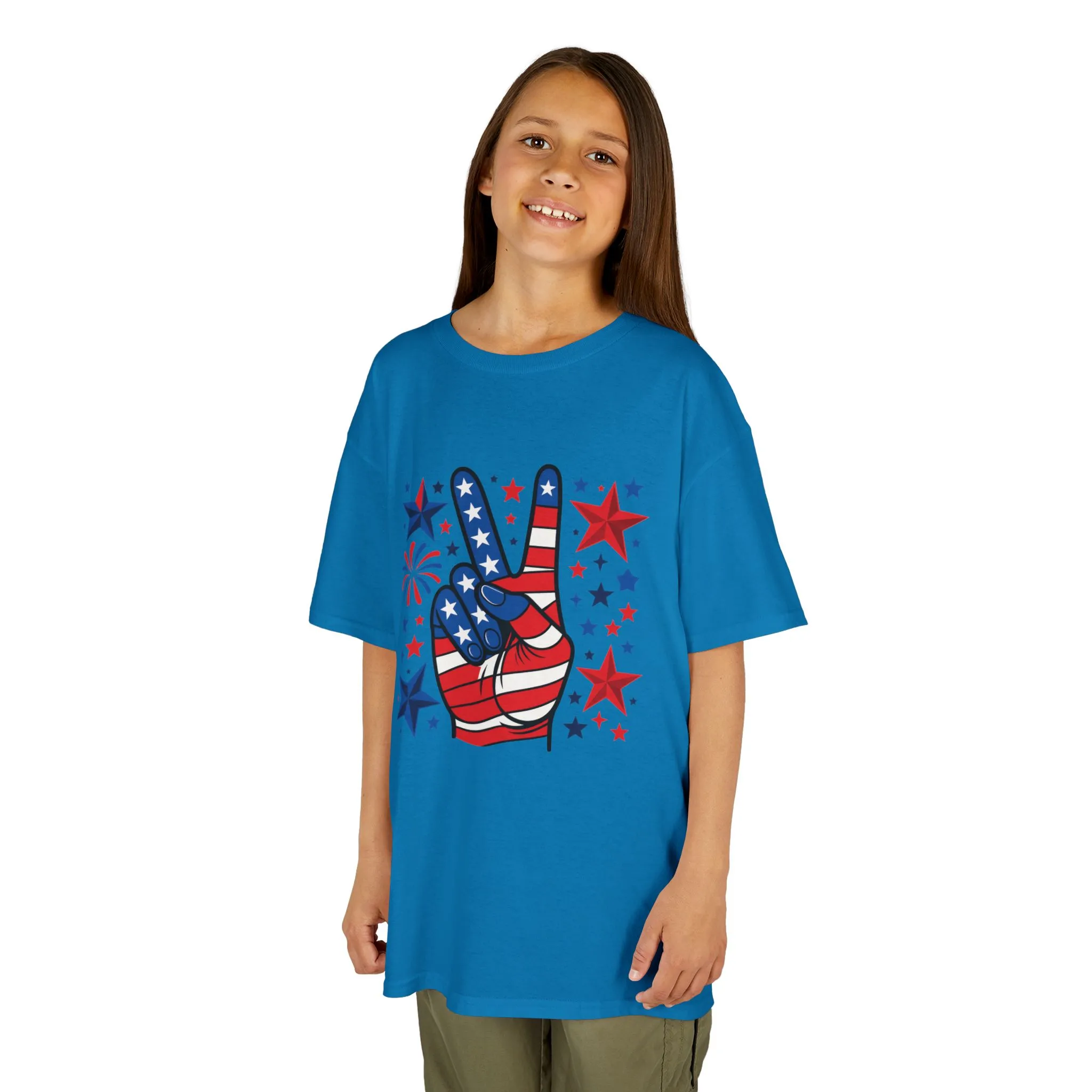 Kids Peace Sign Tee, Patriotic Children's T-Shirt, Americana Style Tee, July 4th Outfit, Independence Day Gift, Star-Spangled Shirt - Image 18
