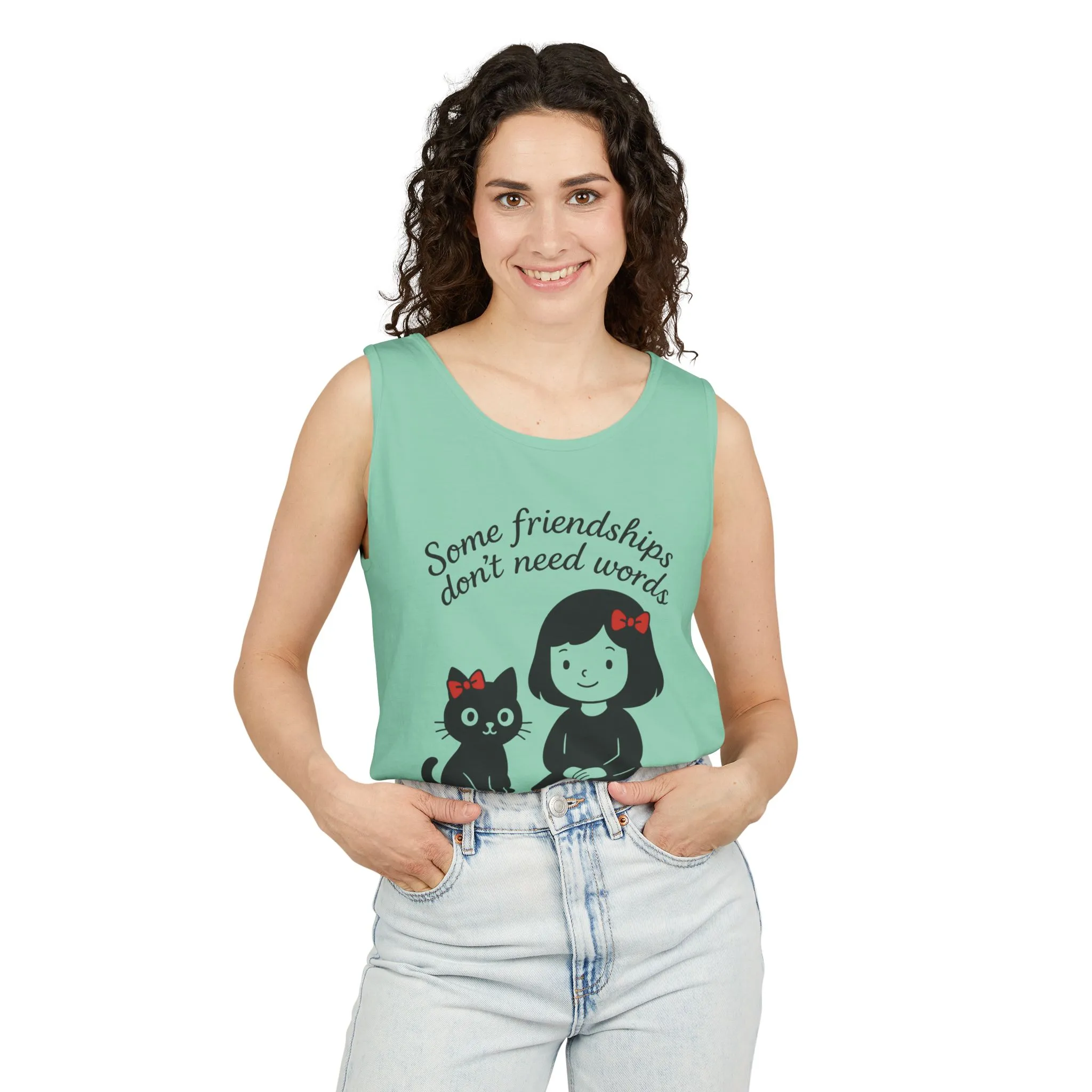 Friendship Tank Top, Cute Cat Lovers Gift, Womens Summer Apparel, Perfect for Casual Outings, Friendship Day, Cat Mom Tees - Image 3