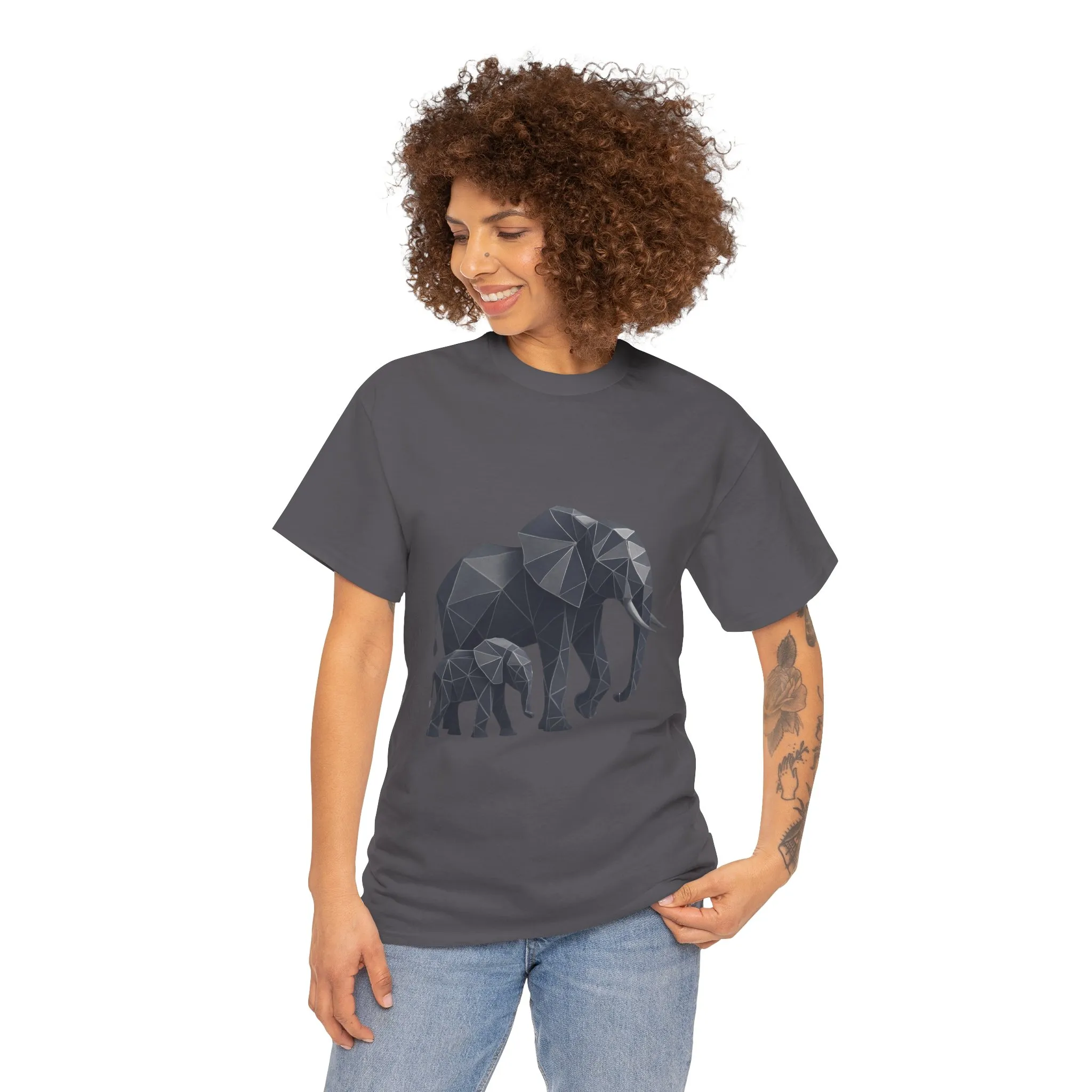 Geometric Elephant Tee - Minimalist Art Shirt, Nature Lover Gift, Animal Print T-Shirt, Unisex Cotton Tee, Eco-Friendly Wear - Image 20