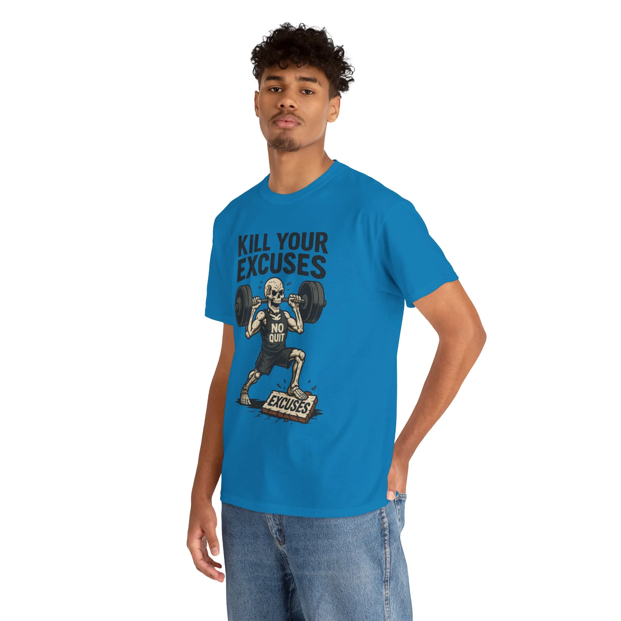 Kill Your Excuses Shirt, No Quit Skeleton Gym Tee for Men, Motivational Fitness T-Shirt, Workout Gift, Gym Apparel - Image 35