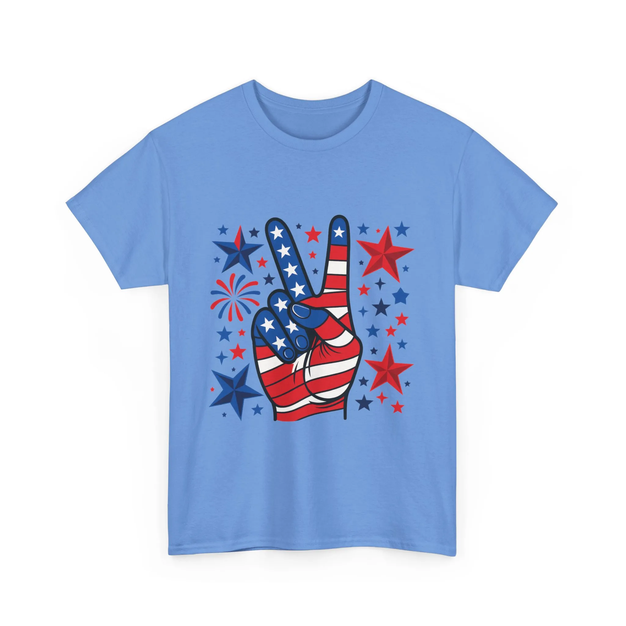 Patriotic Peace Hand Unisex Heavy Cotton Tee - Ideal for July 4th, Independence Day, Celebrations, Casual Wear, Everyday Style - Image 18