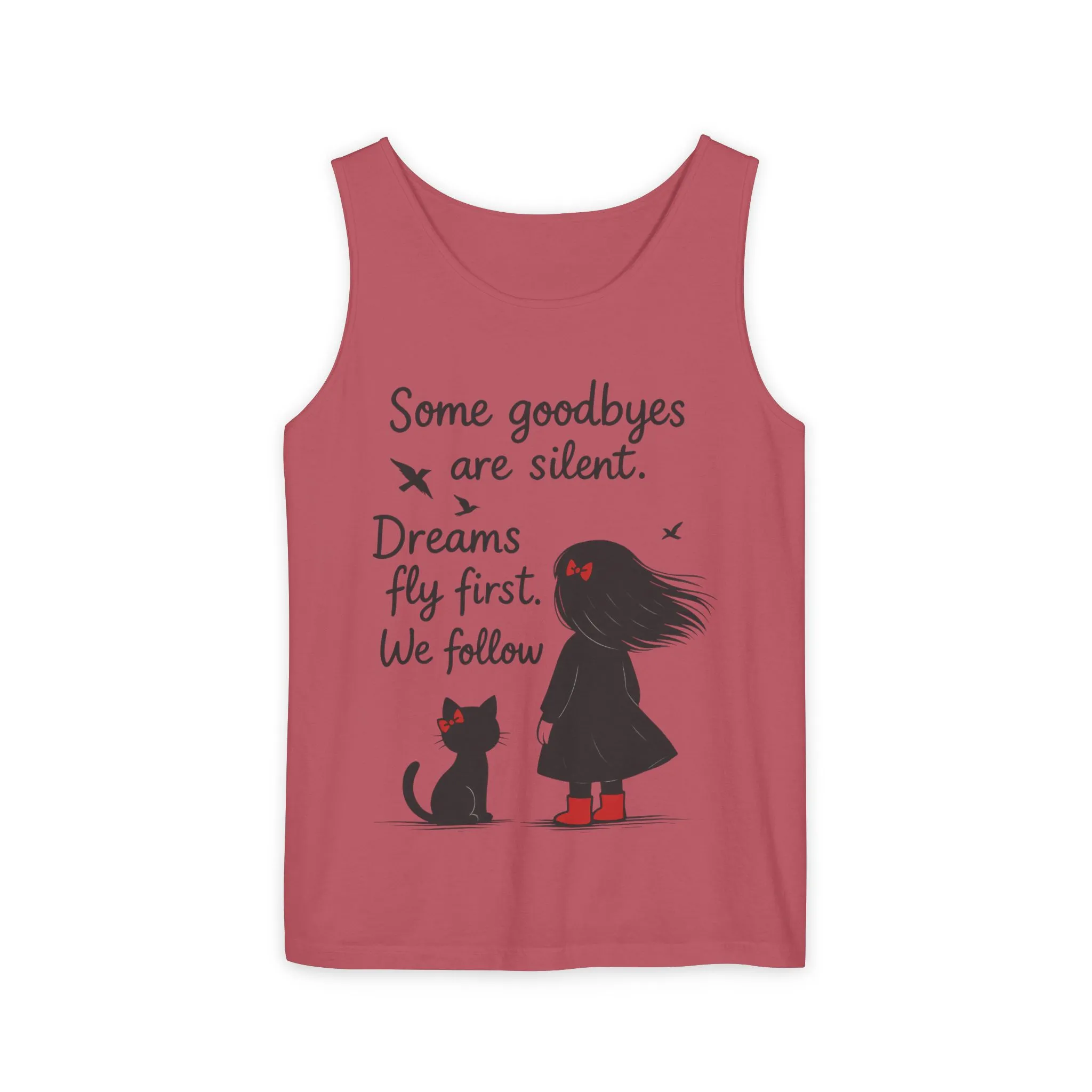 Minimalist Tank Top, Womens Tank, Girl & Cat Art Print, Emotional Lightweight Summer Shirt, Inspirational Apparel, Cat Lover Gift - Image 46