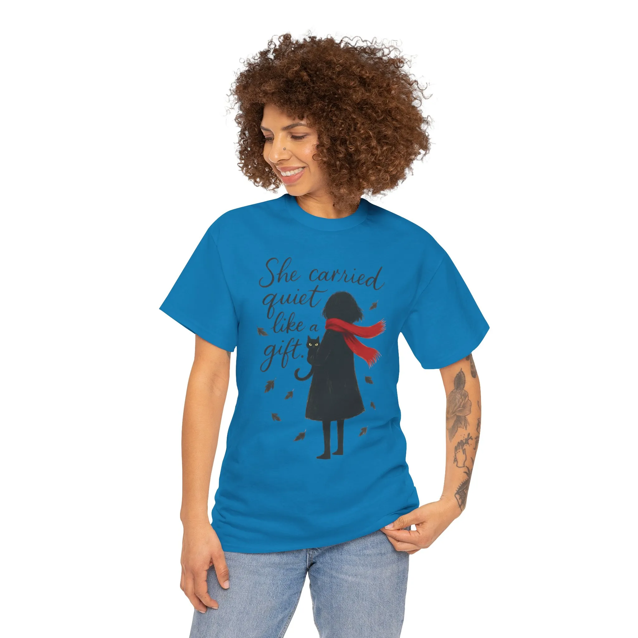 Cat Lover Womens T-Shirt, Whimsical Hand-Drawn Illustration Tee, Artistic Minimalist Gift for and Introverts, Cute Animal Apparel - Image 23