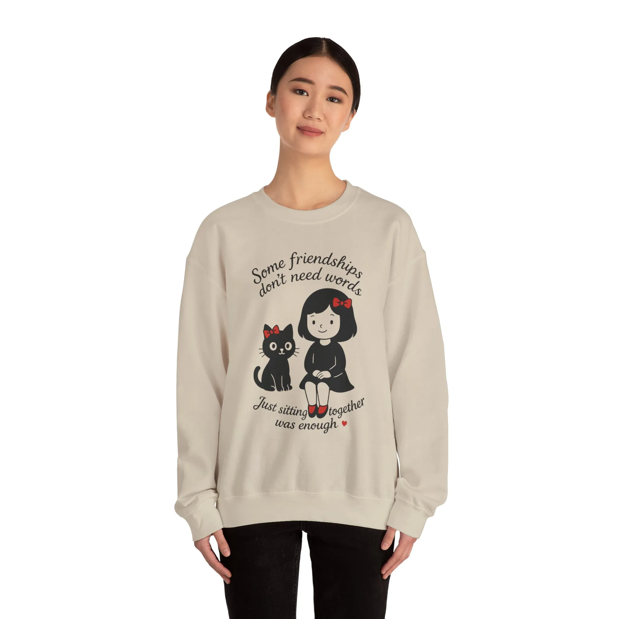 Friendship Womens Sweatshirt - Cozy Womens Crewneck with Cute Cat Design, Perfect Gift for Cat Lovers, Friendship Day, Casual Wear - Image 11