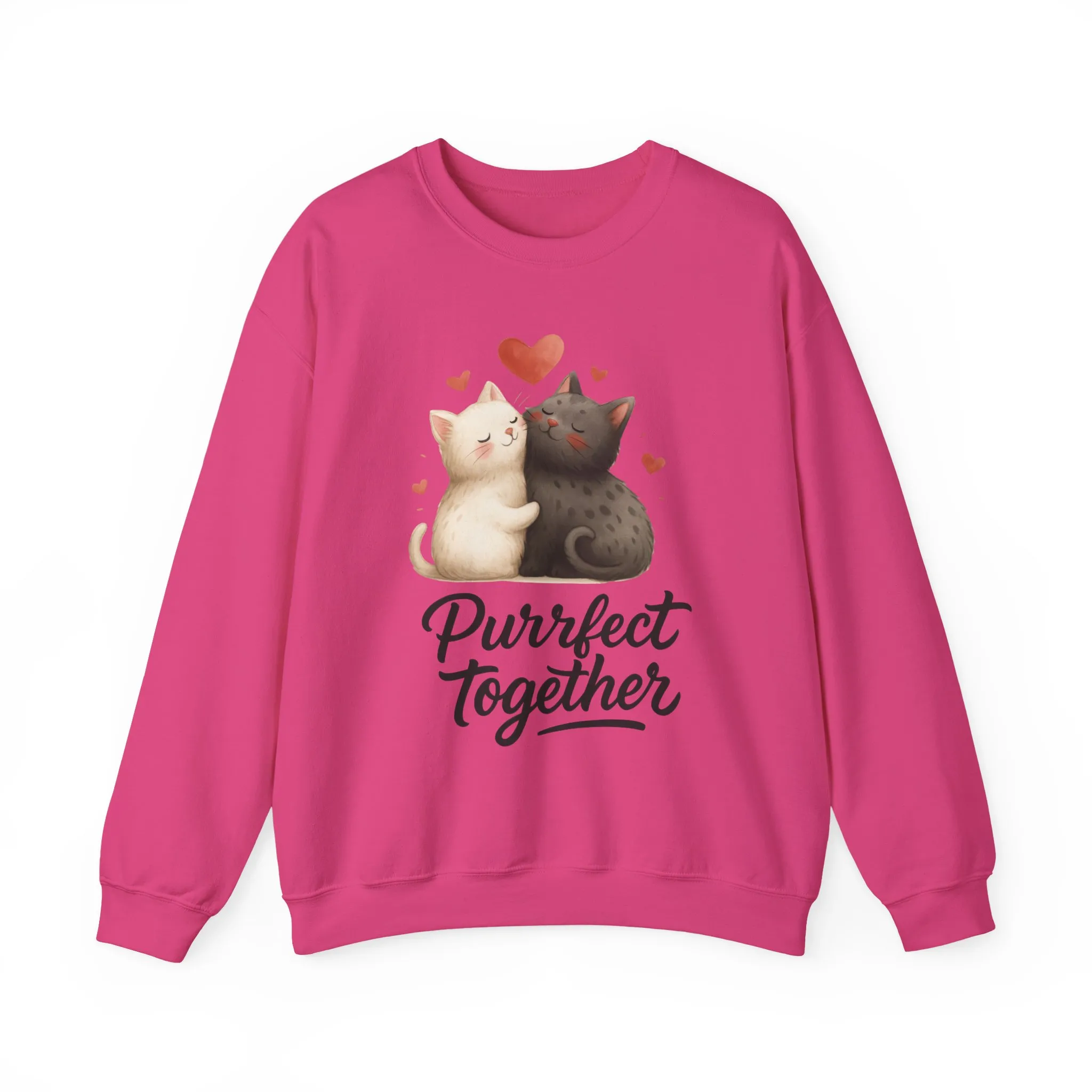 Cute Cat Couple Womens Sweatshirt, Purrfect Together Sweater, Gift for Cat Lovers, Cozy Crewneck for Valentine's Day, Animal Lover Apparel - Image 25