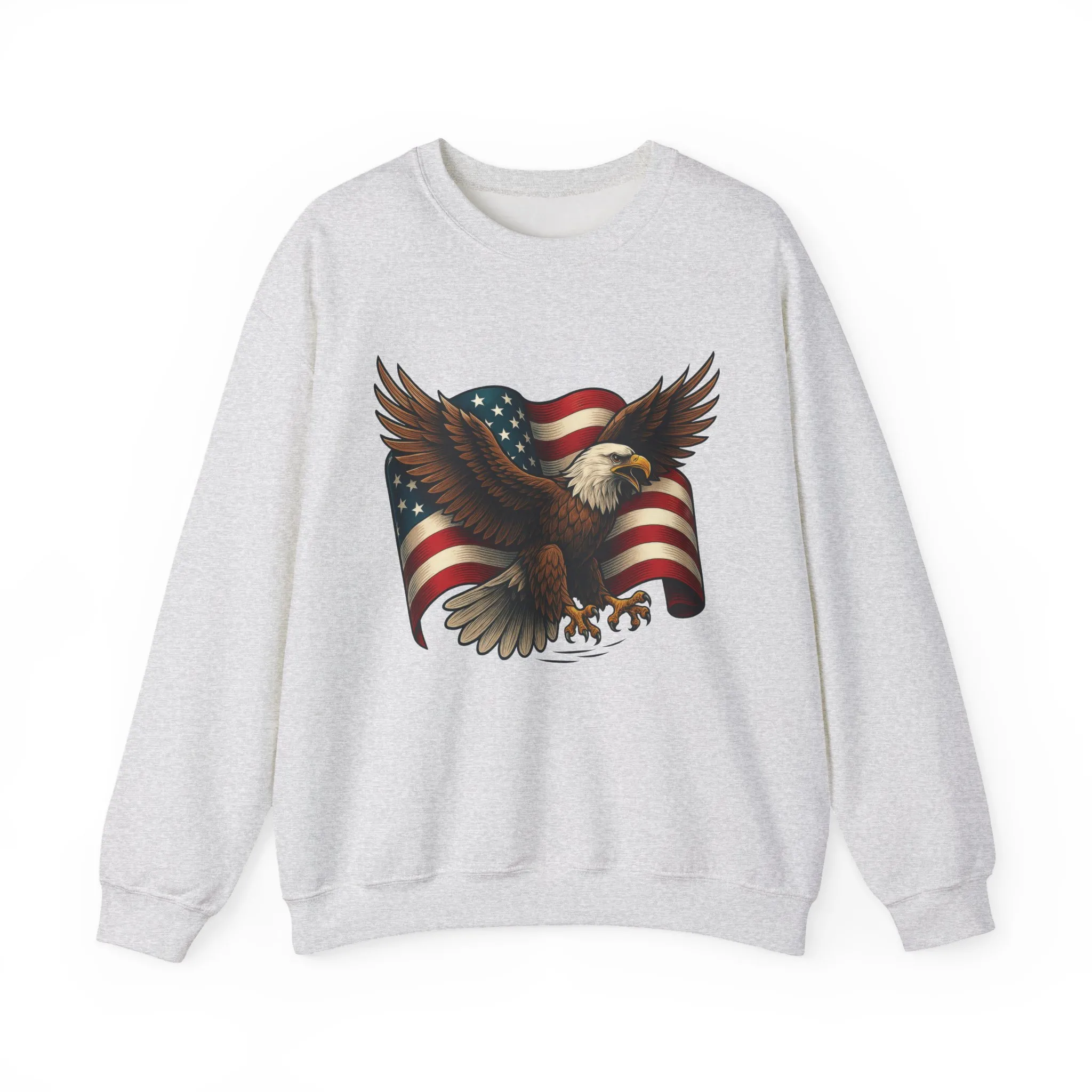 Patriotic Eagle Sweatshirt - Unisex Crewneck, USA Flag Apparel, Memorial Day, Veteran's Day, Independence Day, Gift for Patriots