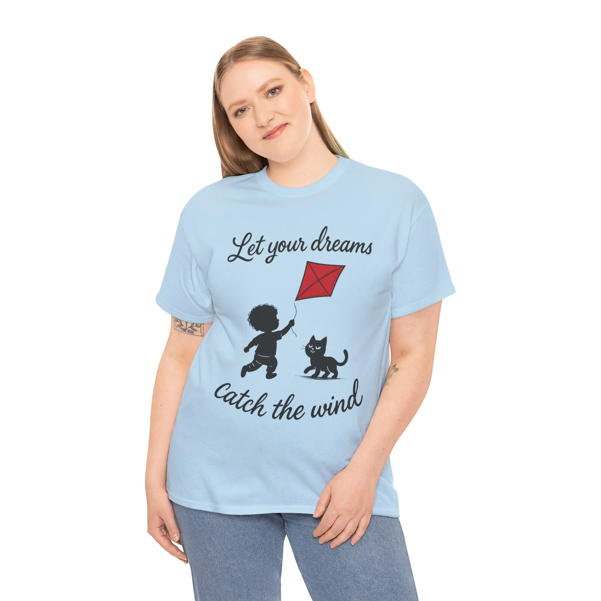 Cute Kid and Cat Design T-Shirt, Playful Gift for Cat Lovers, Summer Style, Cat Lover T-Shirt, Gift for Cat Owners, Women's Cotton T-Shirt - Image 18