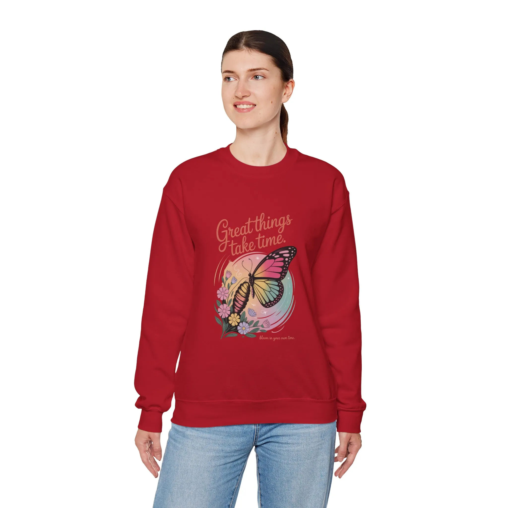 Inspirational Butterfly Sweatshirt - Great Things Take Time, Cozy Unisex Crewneck, Perfect Gift for Nature Lovers, Relaxed Style, [...] - Image 30