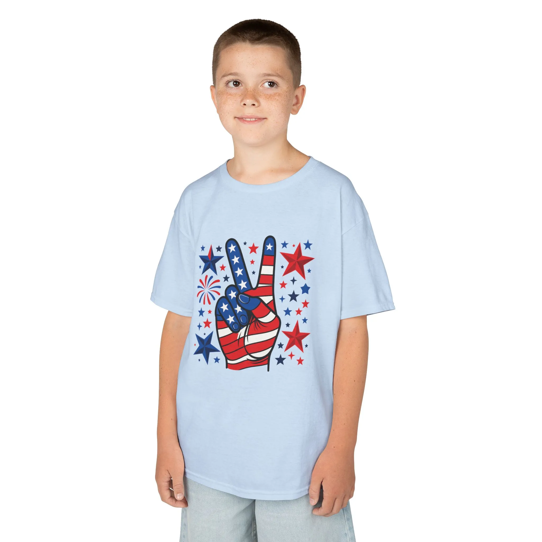 Kids Peace Sign Tee, Patriotic Children's T-Shirt, Americana Style Tee, July 4th Outfit, Independence Day Gift, Star-Spangled Shirt - Image 15