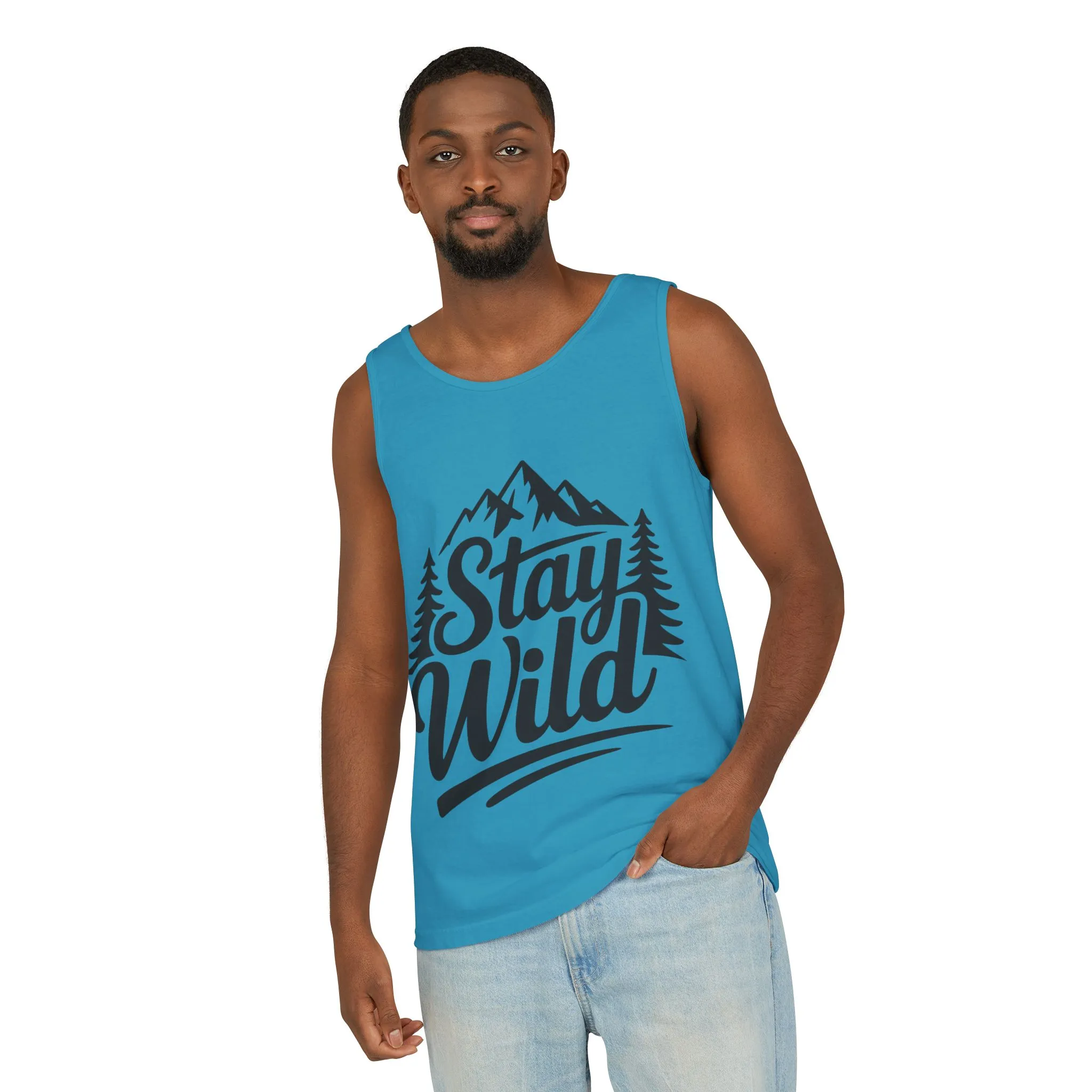 Stay Wild Garment-Dyed Mens Tank Top, Boho Summer Top, Adventure Shirt, Nature Lover Apparel, Gift for Hikers, Outdoor Clothing - Image 23