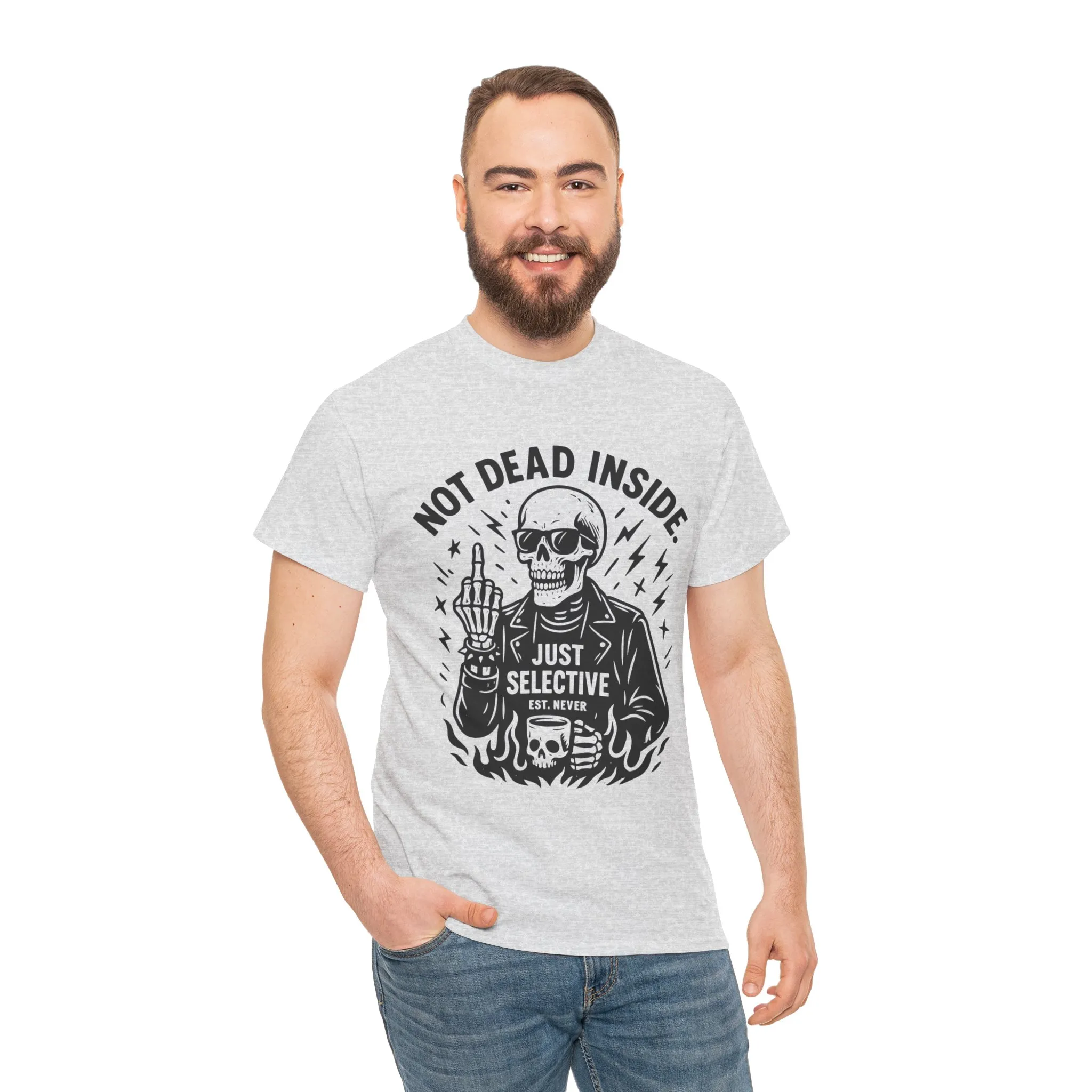 Mens Dark Humor Graphic Shirt, Not Dead Inside, Funny Graphic Shirt for Casual Wear, Gifts for Him, Halloween, Occasions, Funny Skeleton Tee - Image 32