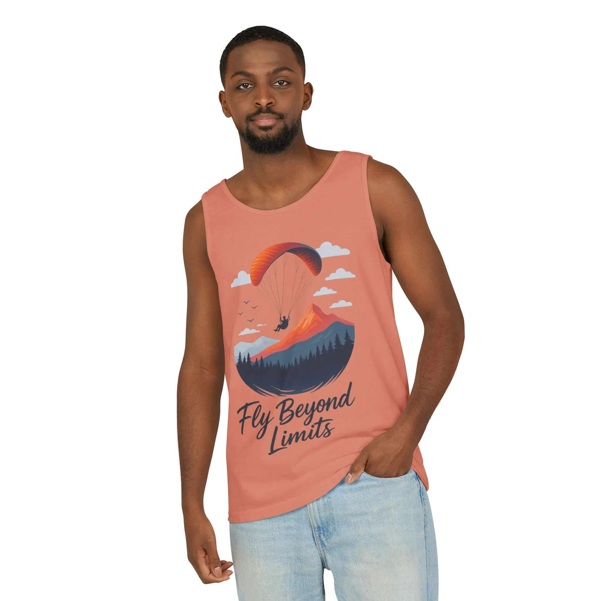 Adventure-Inspiring Fly Beyond Limits Unisex Tank Top, Summer Casual Wear, Outdoor Enthusiast Gift, Travel Apparel, Motivational Gift - Image 6
