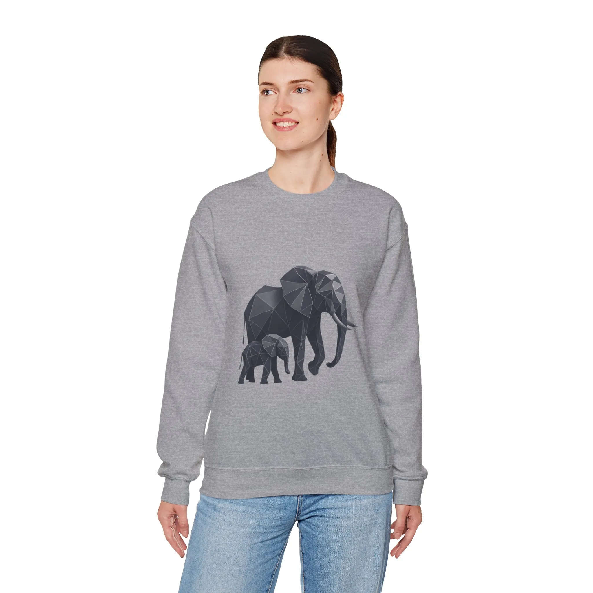 Geometric Elephant Sweatshirt, Cozy Unisex Crewneck, Animal Lover Gift, Nature Inspired Apparel, Eco-Friendly Fashion, Gift for Her - Image 12