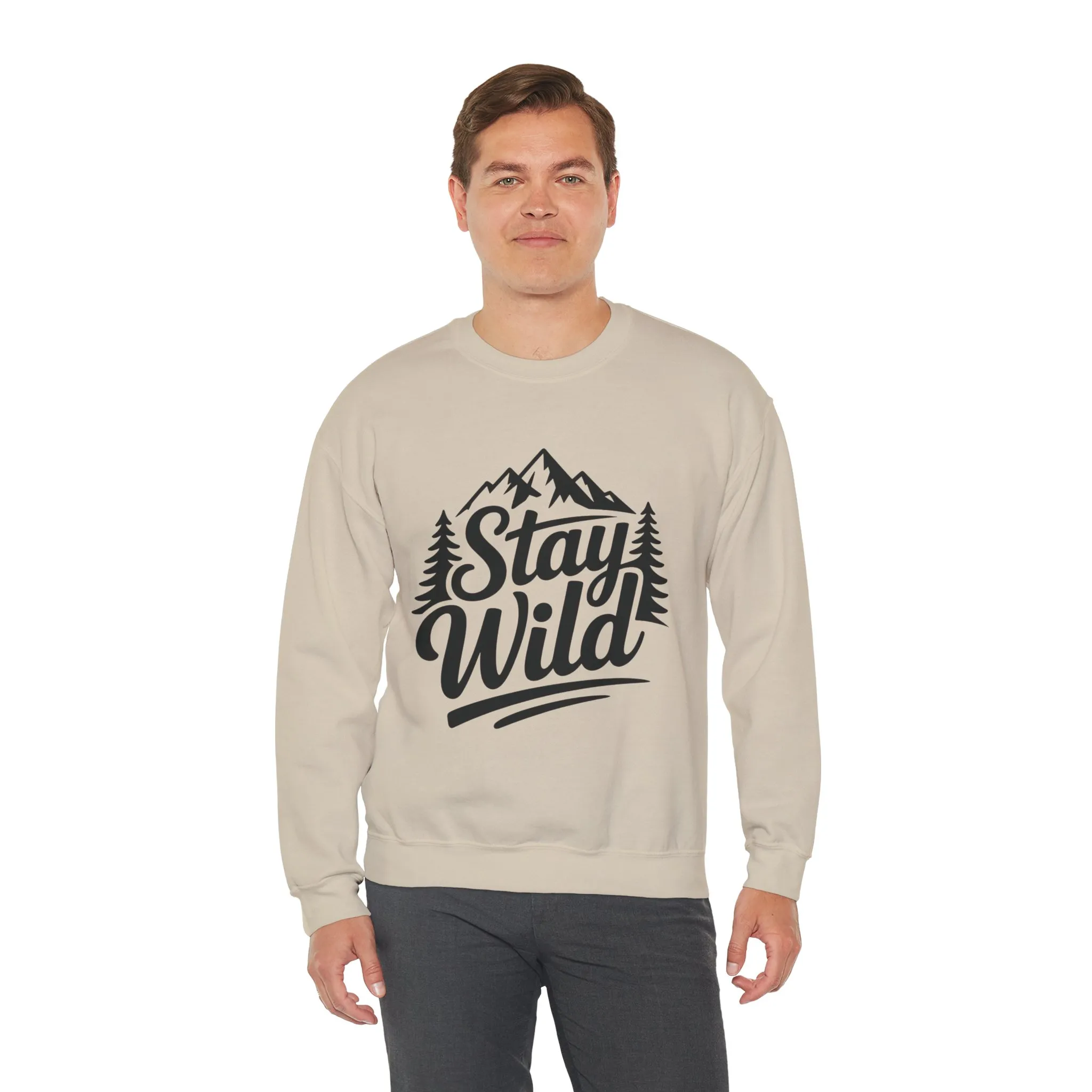 Stay Wild Unisex Crewneck Sweatshirt, Cozy Casual Wear for Adventurers, for Nature Lovers, Mountain Nature Unisex Crewneck Sweatshirt - Image 9