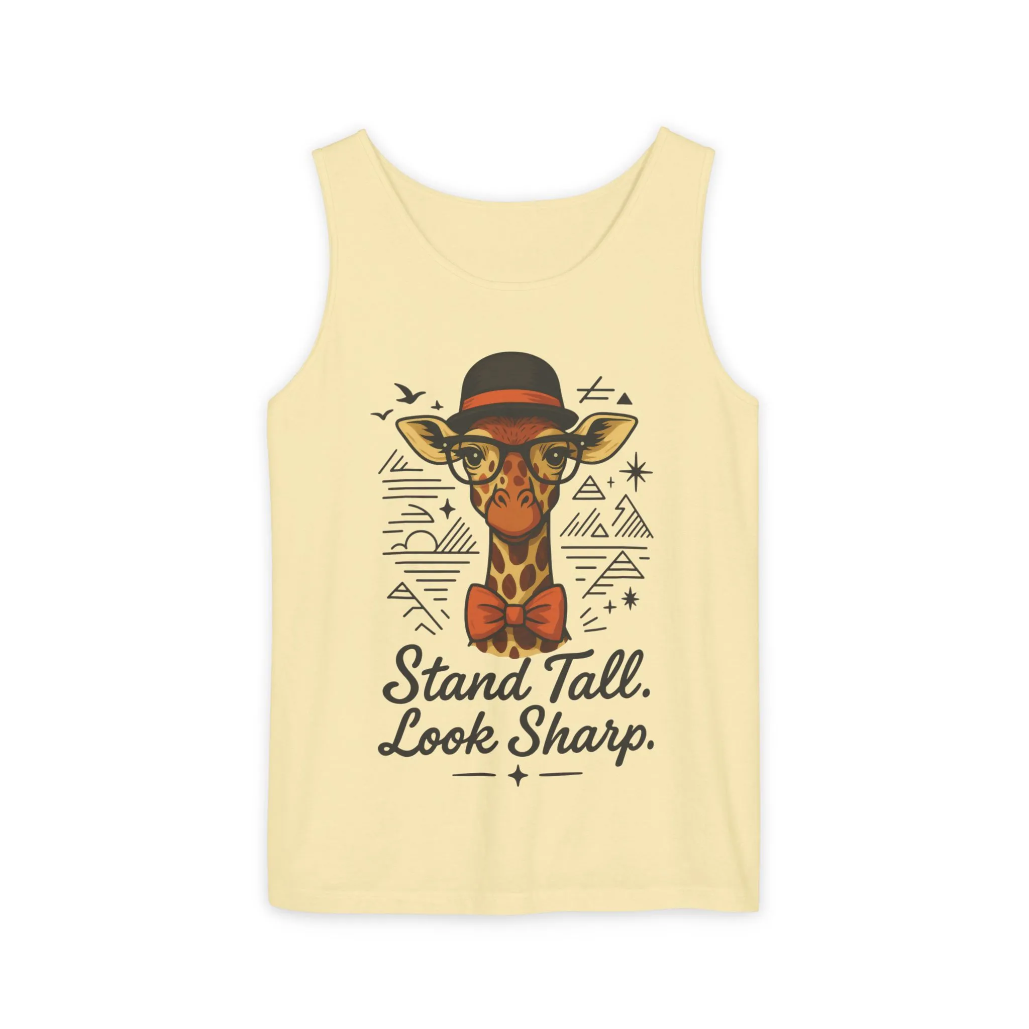 Giraffe Inspirational Tank Top, Stand Tall Look Sharp Shirt, Unisex Summer Apparel, Cute Animal Gift, Zoo Lover's Fashion