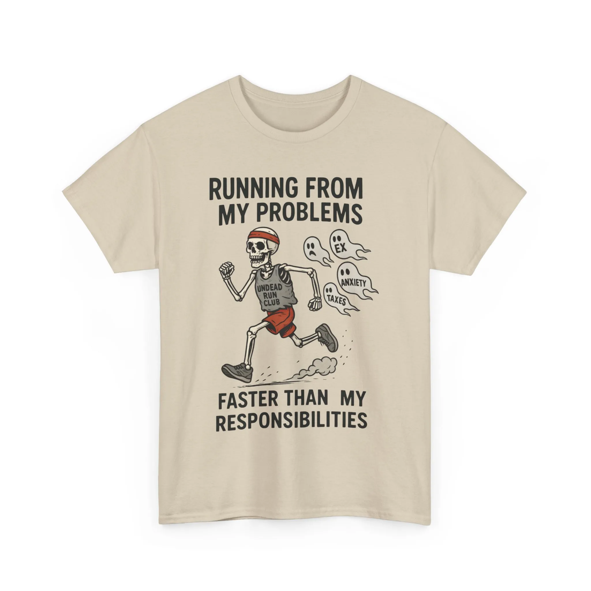 Skeleton Runner Tee for Men, Undead Jogging Club Shirt, Halloween T-Shirt, Gift for Runners, Anxiety Humor Gift - Image 4