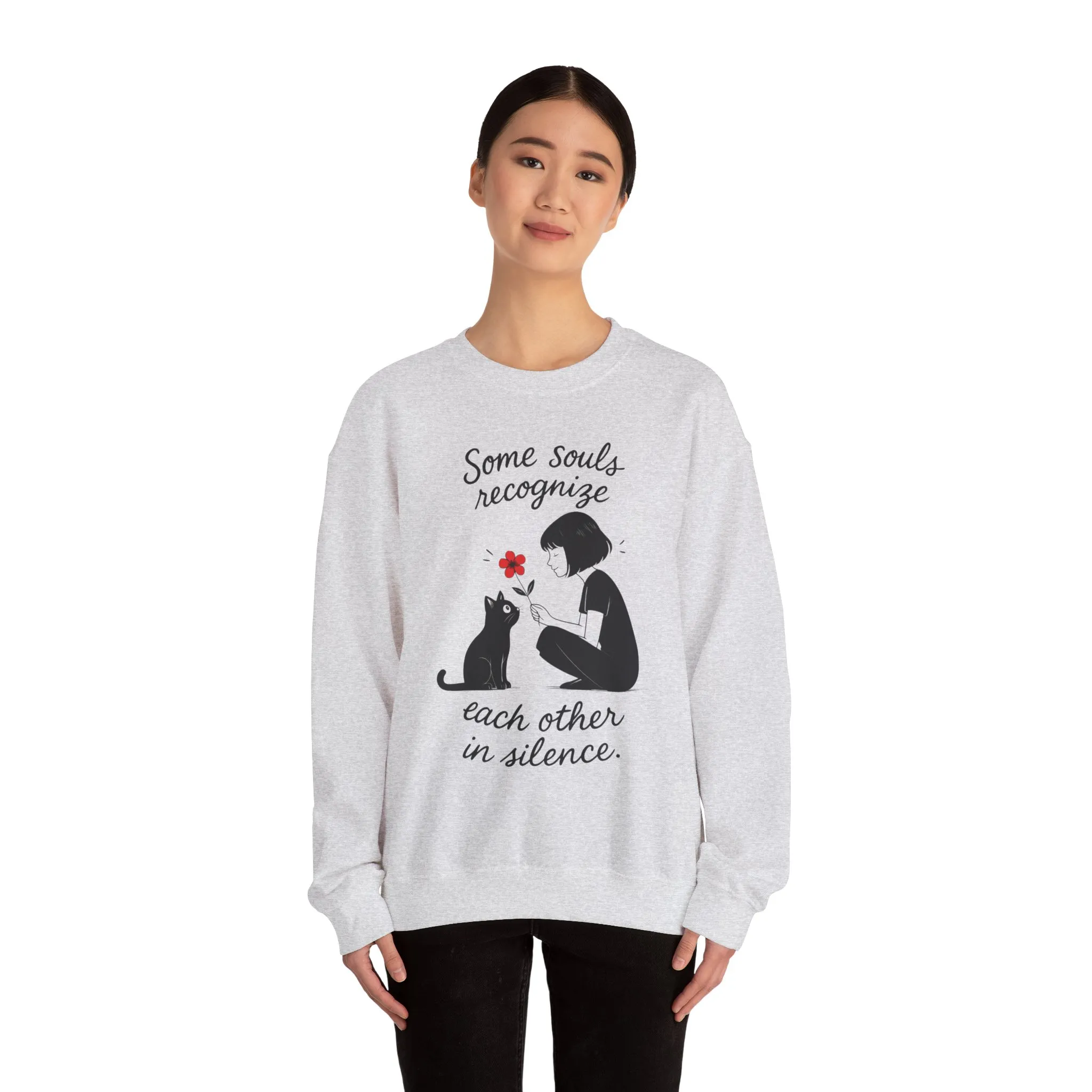 Soulful Cat and Human Crewneck Sweatshirt, Cozy Gift for Cat Lovers, Womens Sweatshirt, Animal Lover Apparel, Thoughtful Gift Idea - Image 8