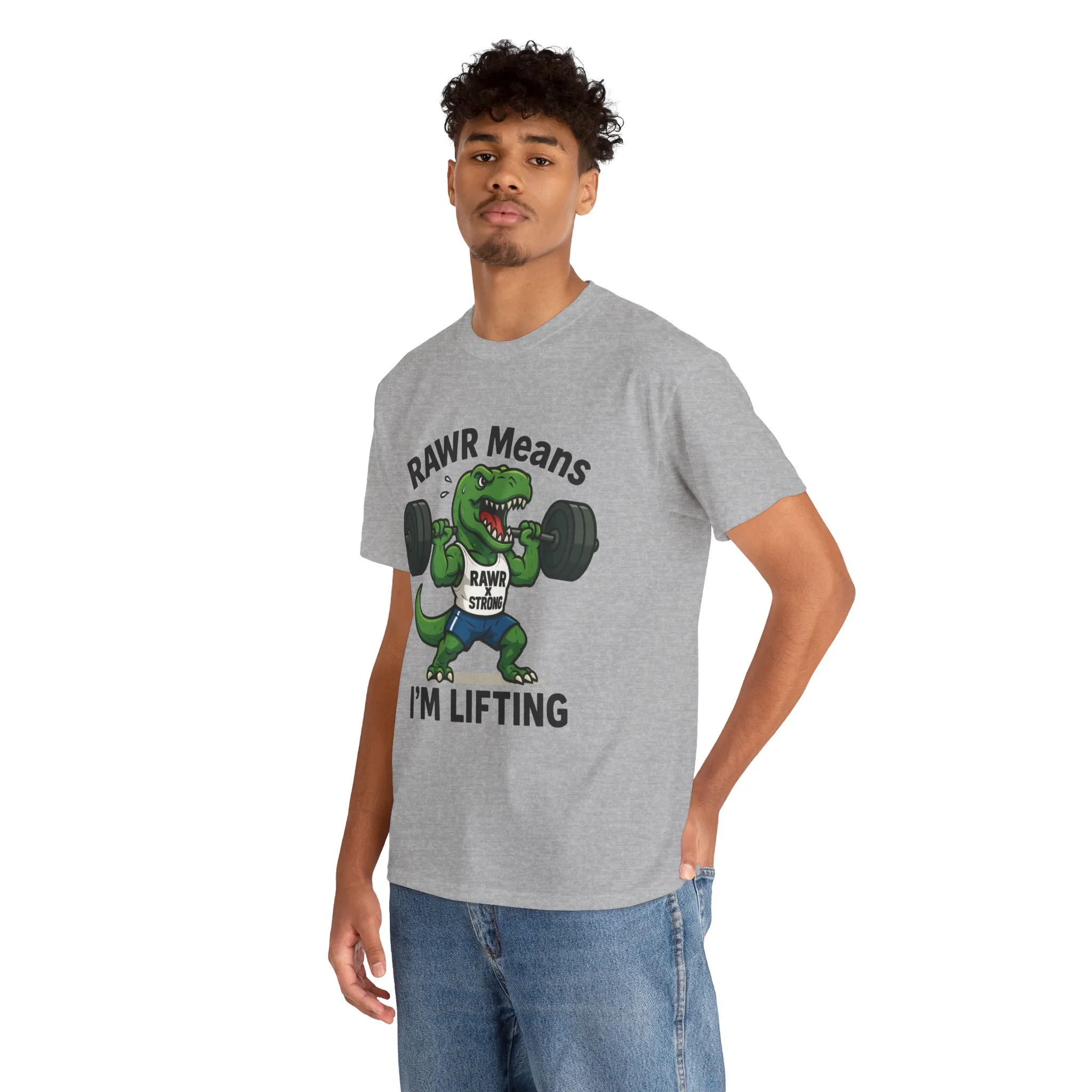 RAWR Gym Shirt for Men, Funny Dinosaur Lifting Tee, Workout Dino Fitness Gift, Barbell Humor Shirt, Motivational T-Shirt, Activewear - Image 9