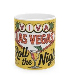 Viva Las Vegas Mug, Retro Coffee Cup, Vegas Gift for Casino Lovers & Travel Enthusiasts, Casino Theme Ceramic Mug