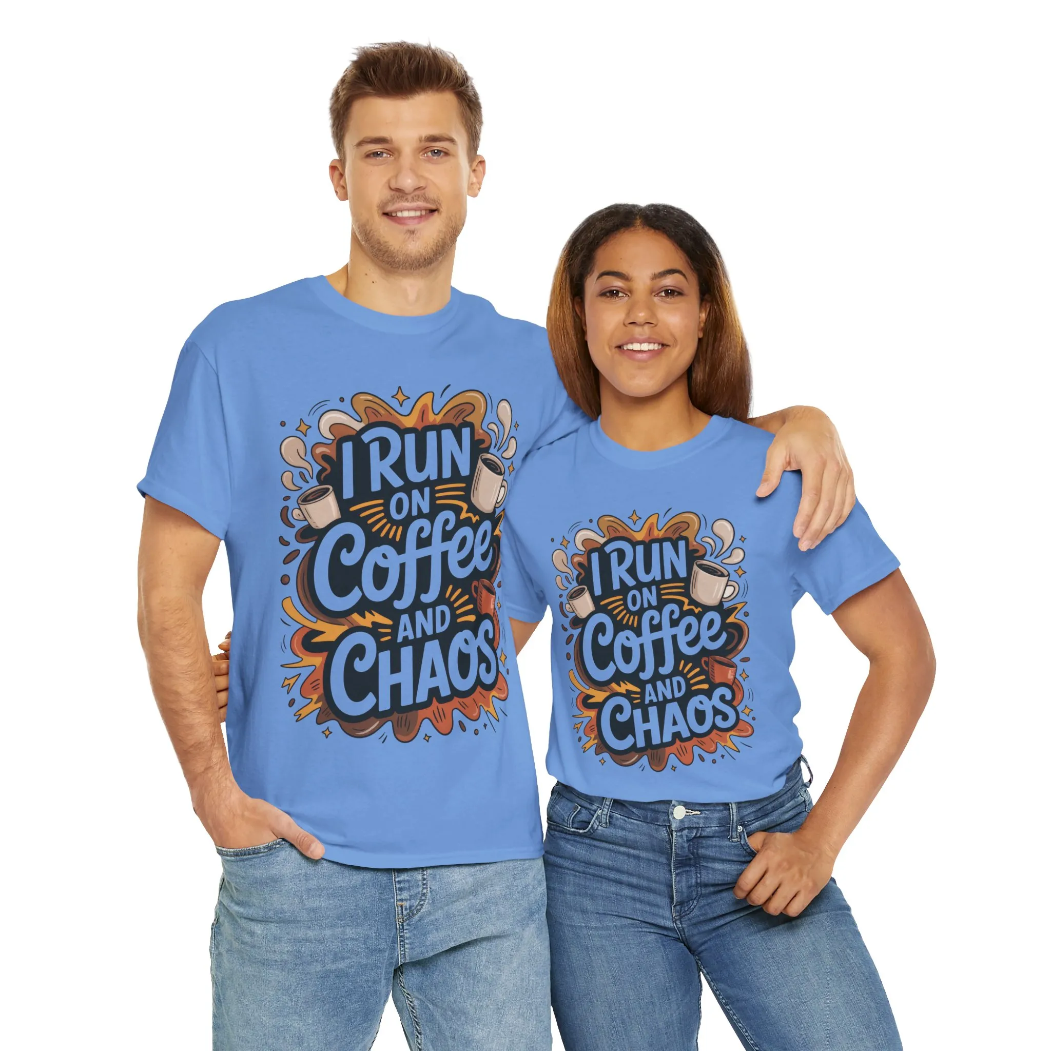 Run on Coffee and Chaos Tee, Unisex Cotton T-Shirt, Coffee Lover Gift, Casual Wear, Perfect for Relaxing Days