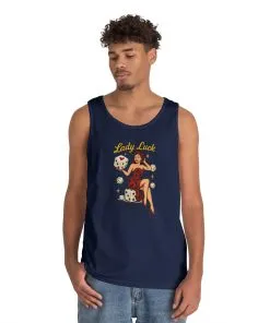 Lucky Me Tank Top, Retro Lady Luck Tee for Men, Gambling & Dice Themed Tee, Vintage Pin-Up Vegas Gift, Good Luck Gifts, for Luck Enthusiasts