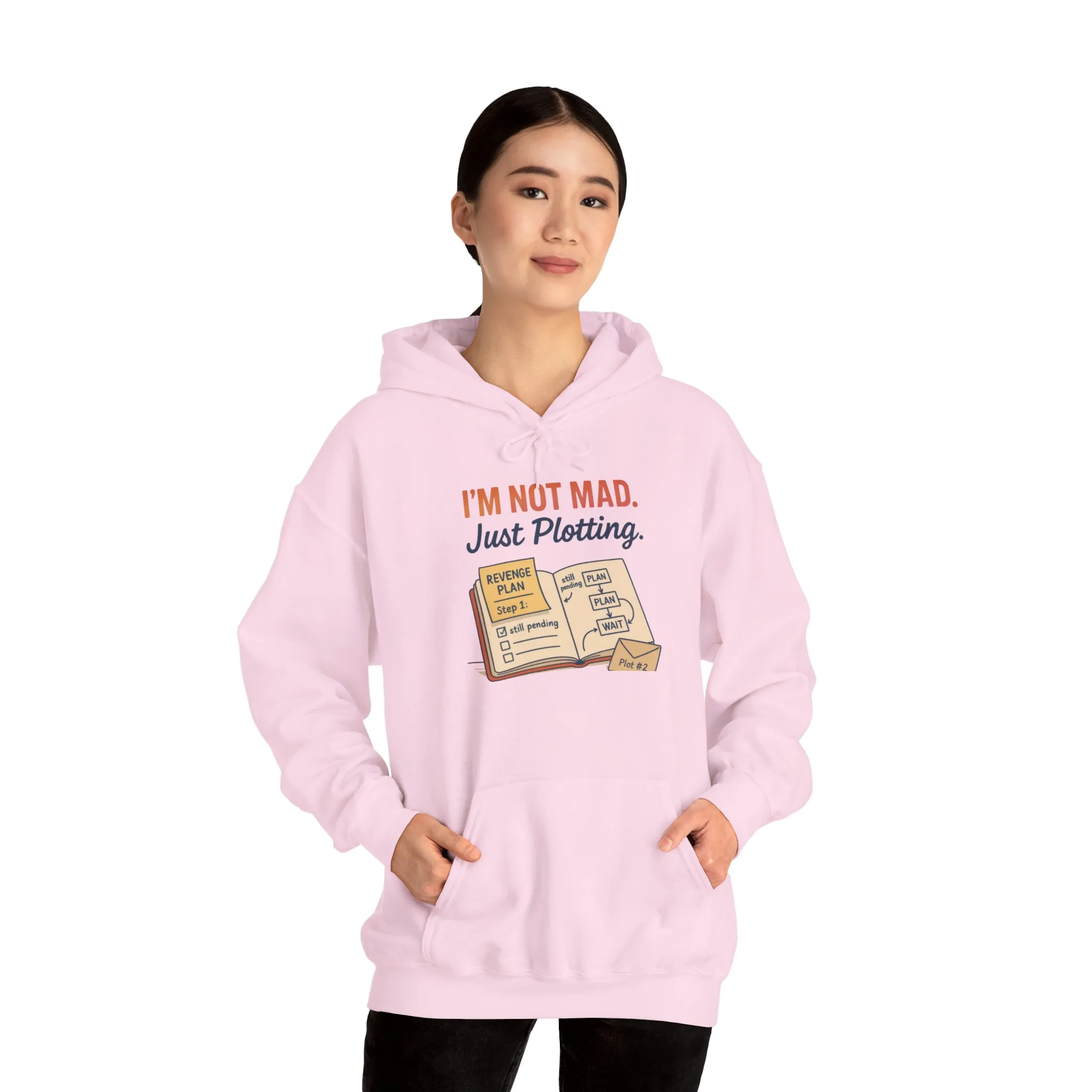 Sarcastic Womens Hoodie, Im Not Mad Just Plotting, Funny Passive Aggressive Sweatshirt Gift, Plotting Humor Hooded Womens Sweatshirt - Image 26