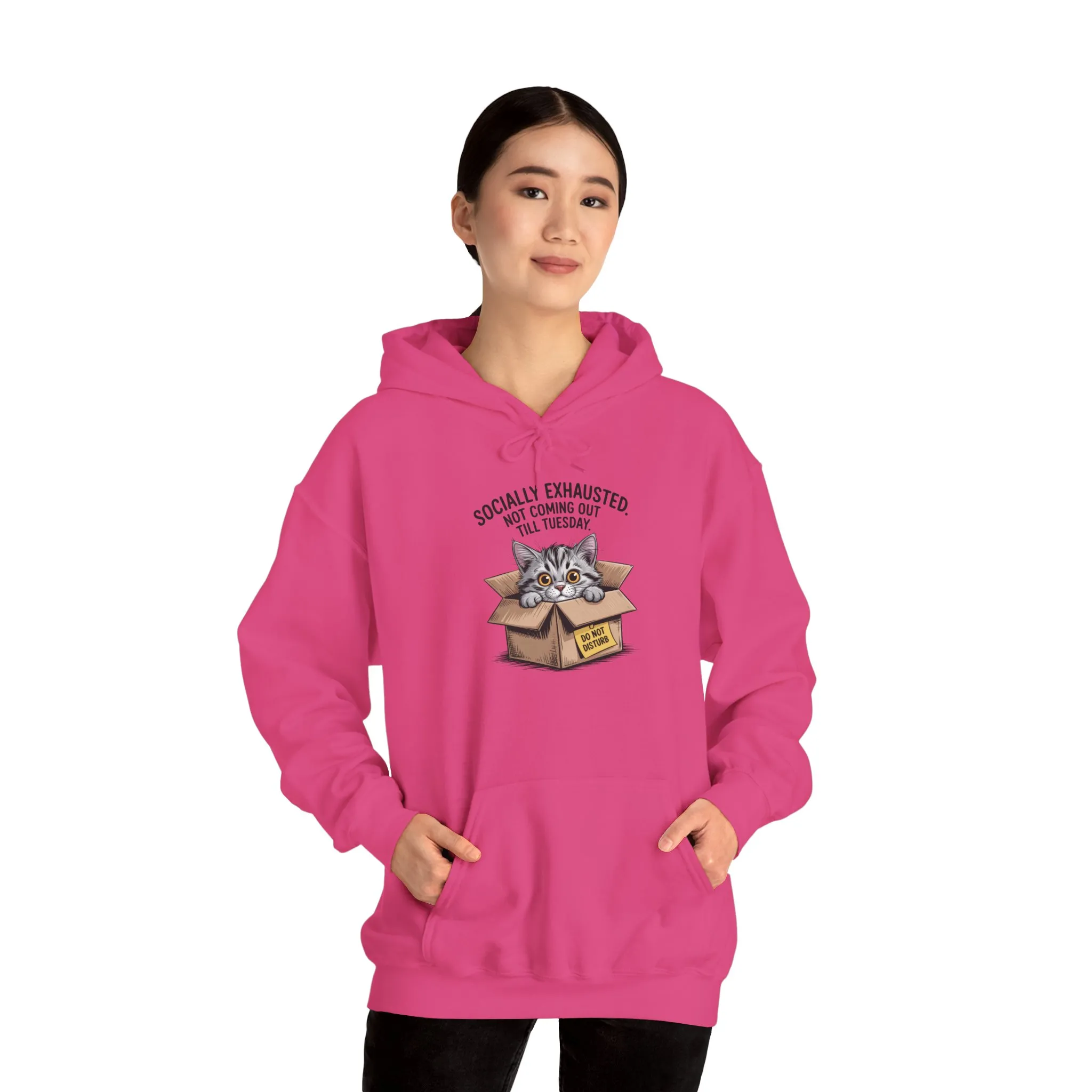 Socially Exhausted Cat Hoodie - Cozy Sweatshirt for Cat Lovers, Funny Gift, Casual Wear, Unique Animal Apparel, Perfect for Relaxing Days - Image 31
