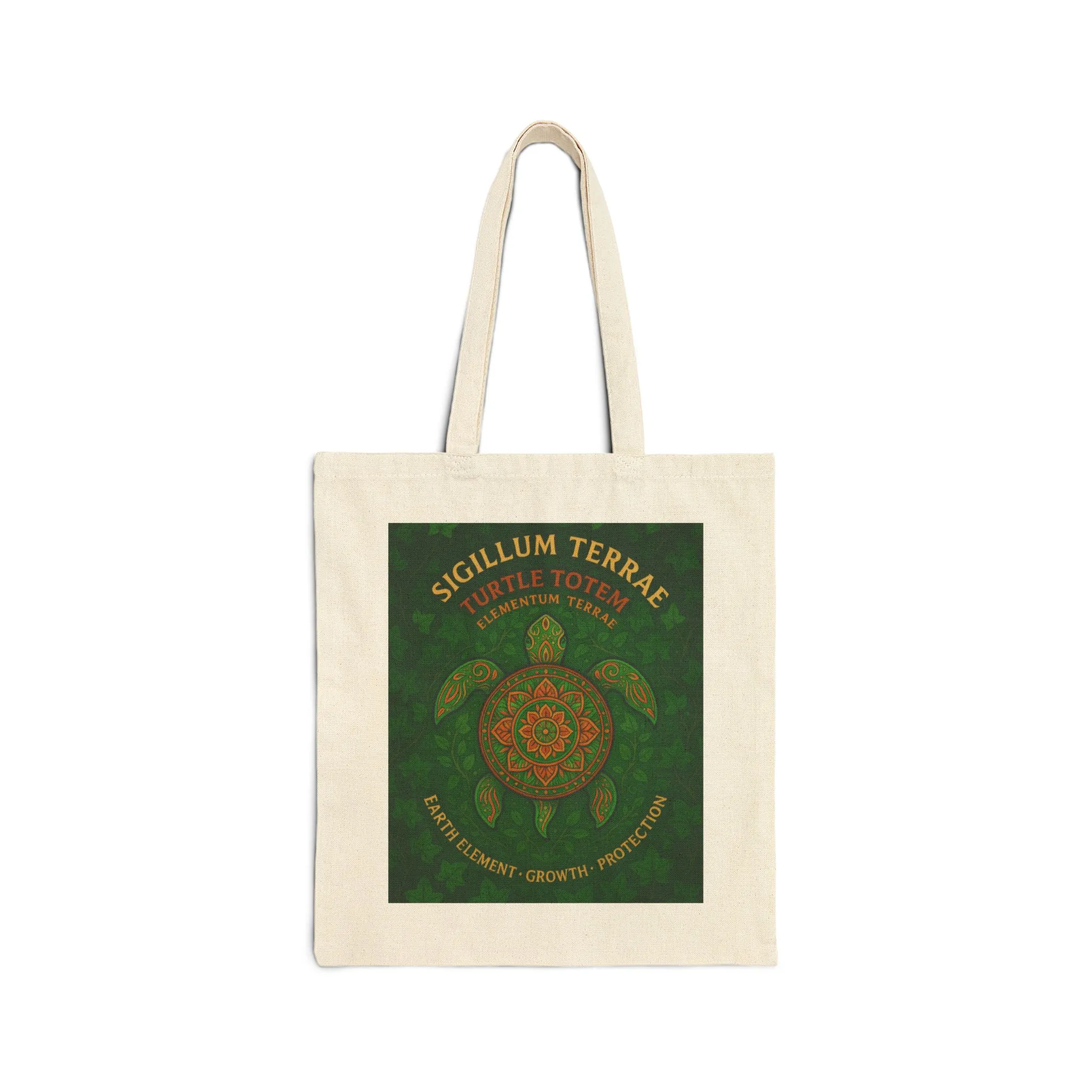 Earth Element Turtle Mandala Tote Bag, Sigillum Terrae, Growth & Protection, Four Elements Series Canvas Bag, Gift for Nature Lovers