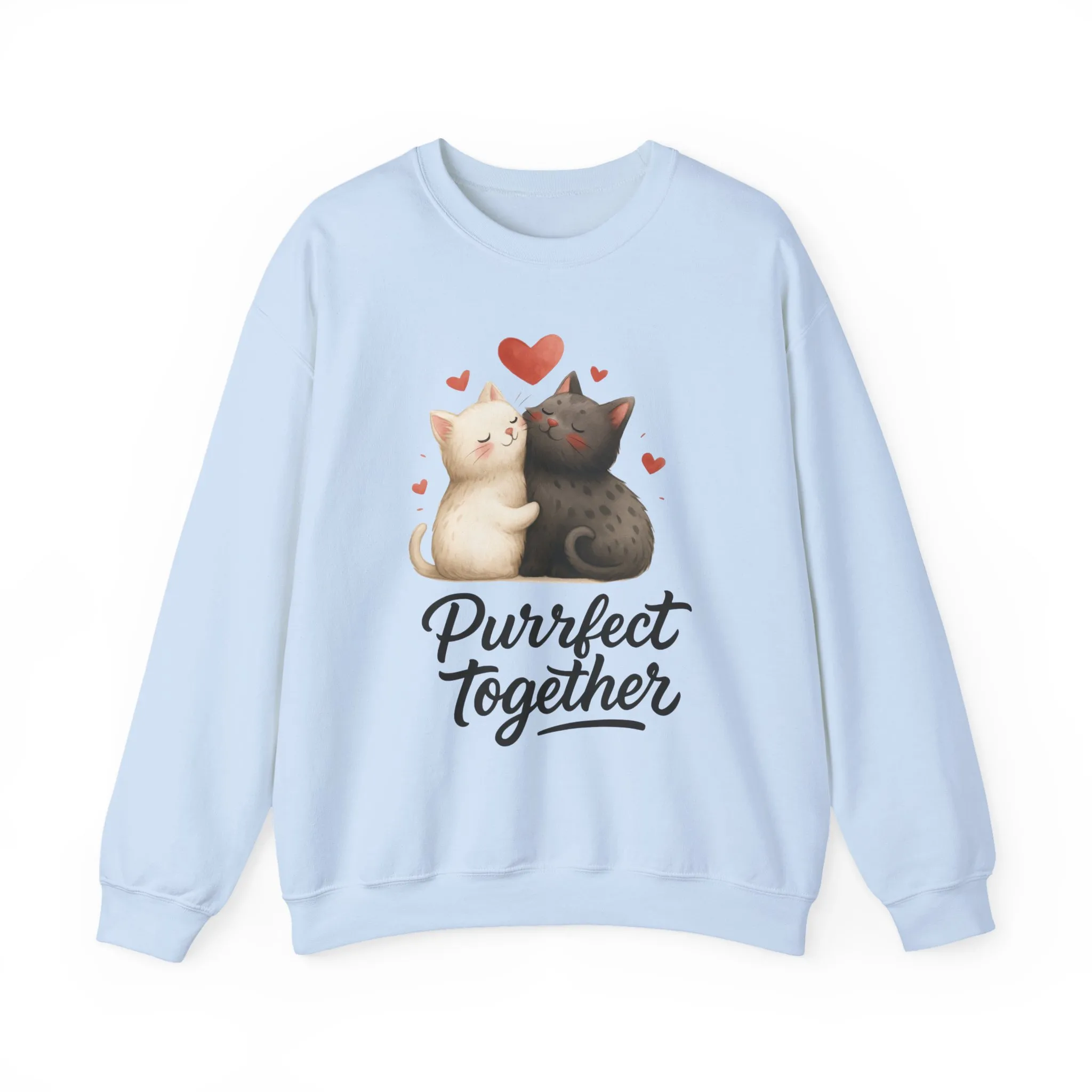 Cute Cat Couple Womens Sweatshirt, Purrfect Together Sweater, Gift for Cat Lovers, Cozy Crewneck for Valentine's Day, Animal Lover Apparel - Image 13