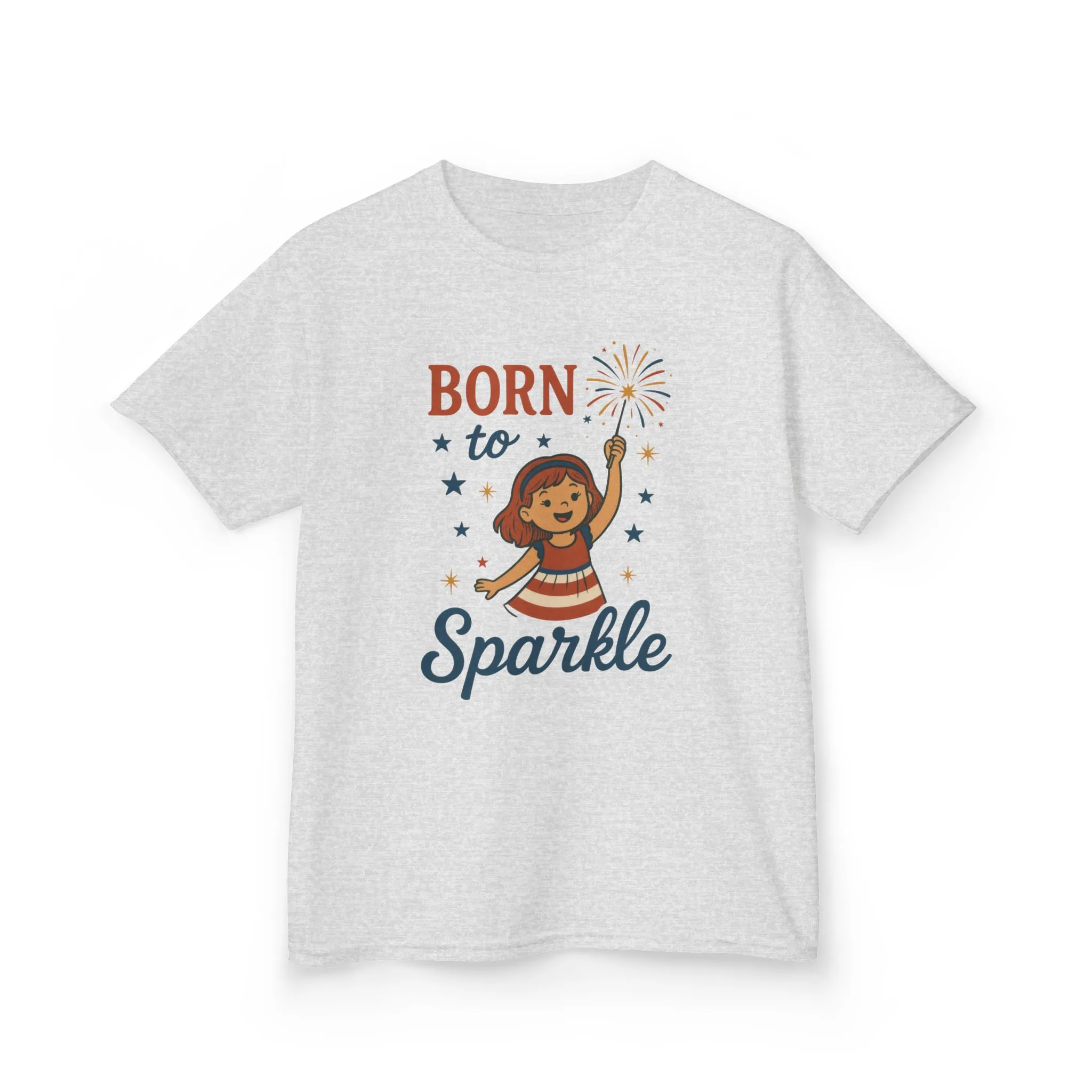 4th of July Shirt for Girls, Born to Sparkle Tee For Kids, Patriotic Fireworks Youth T-Shirt, Independence Day Outfit for Tween Girls - Image 5