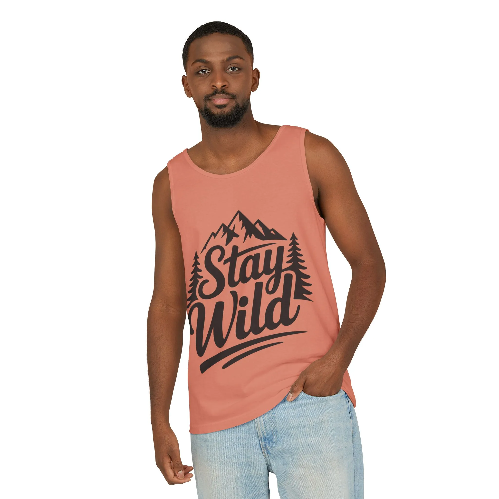 Stay Wild Garment-Dyed Mens Tank Top, Boho Summer Top, Adventure Shirt, Nature Lover Apparel, Gift for Hikers, Outdoor Clothing - Image 5