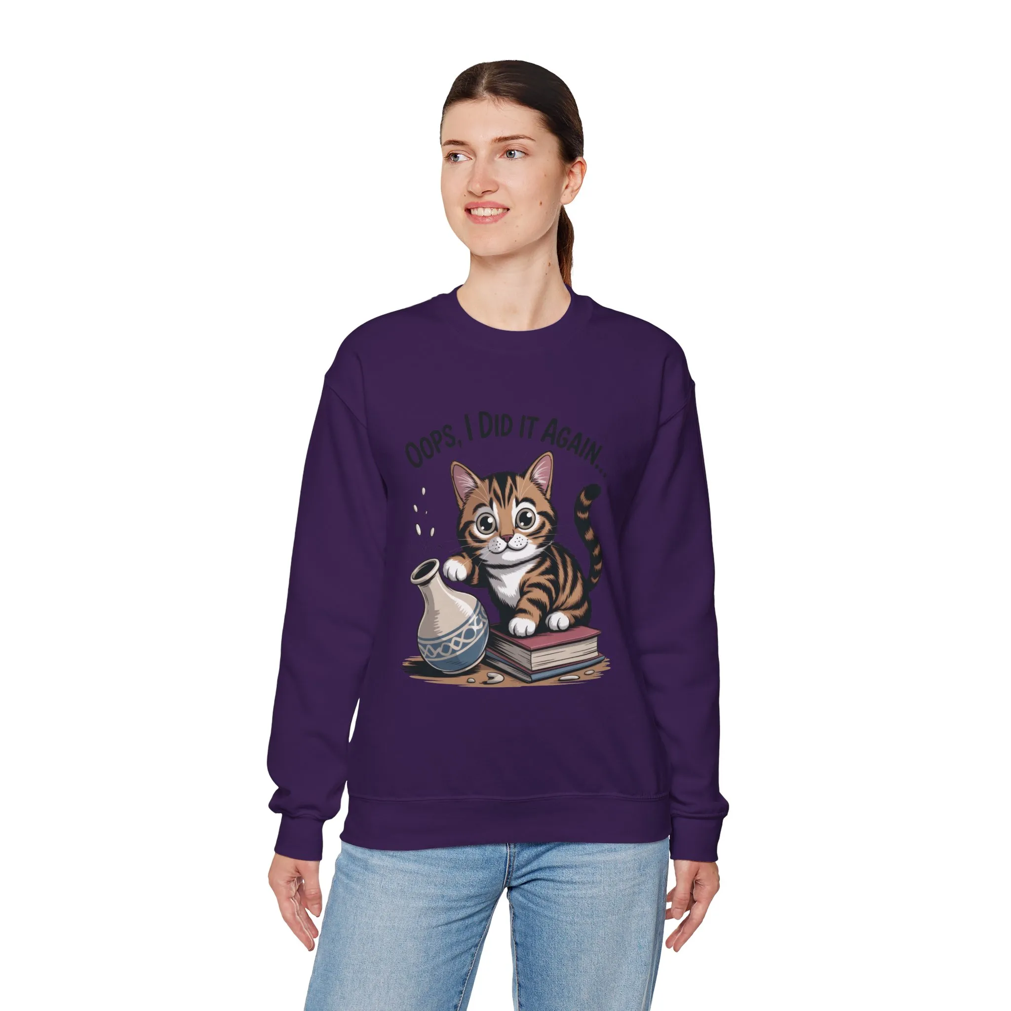 Cute Cat Oops! I Did It Again Sweatshirt, Funny Pet Lover Gift, Cozy Crewneck for Cat Moms, Purrfect for Birthdays, Casual Wear - Image 36