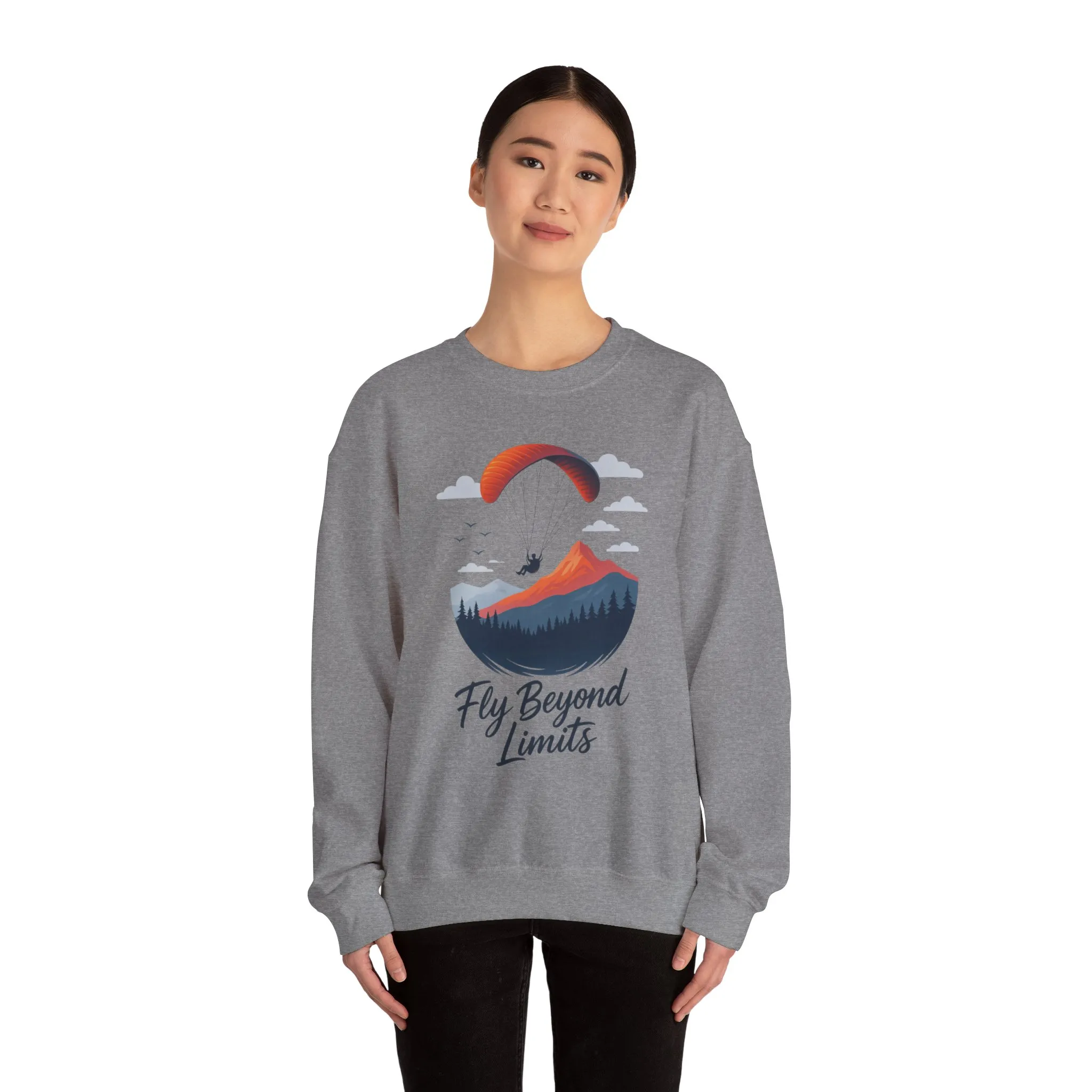Adventure Inspiration Crewneck Sweatshirt - Fly Beyond Limits, Cozy Outdoor Outfit, Gift for Adventurers, Travel, Motivation Apparel - Image 17