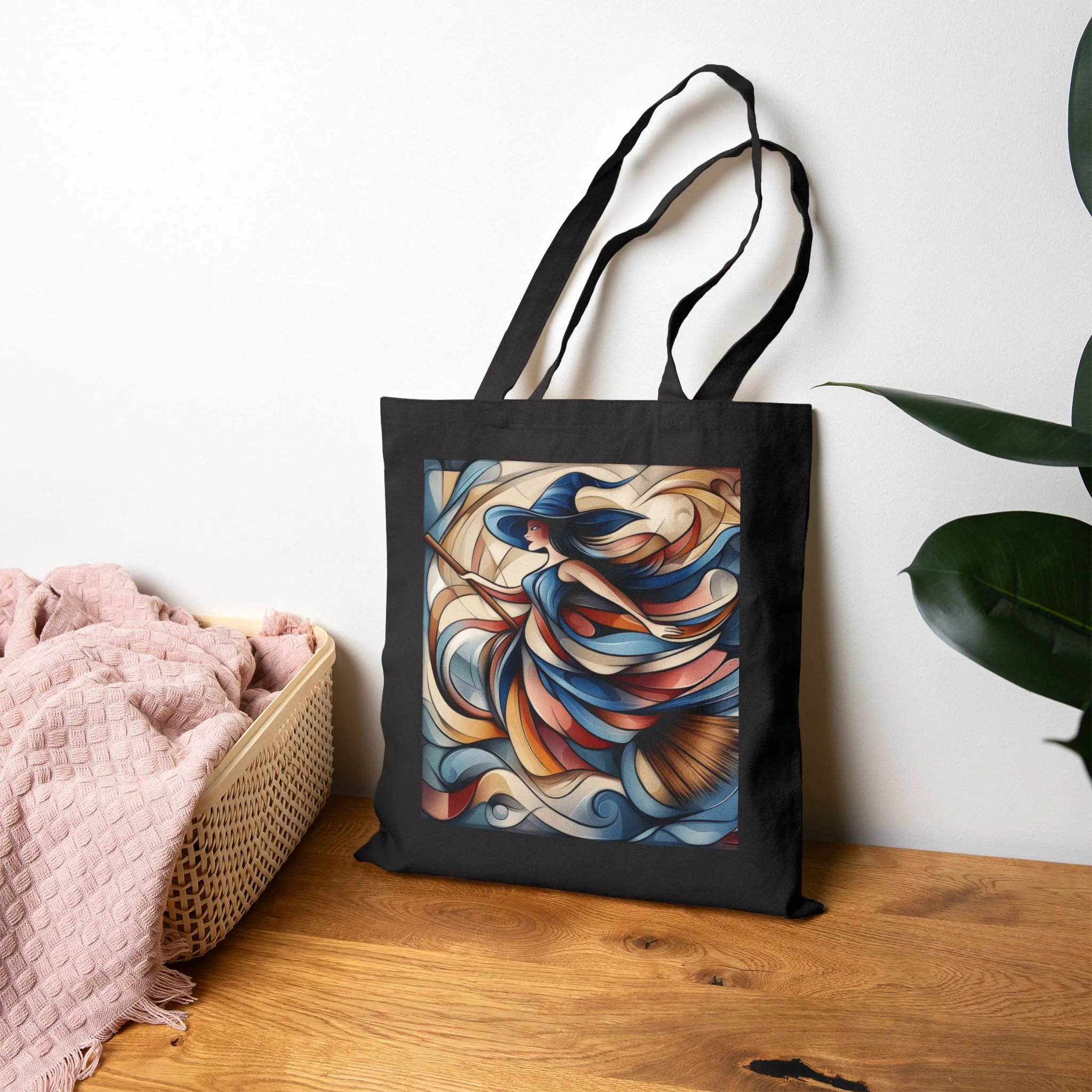 Modern Witch Wall Art, Flowing Cubist Witch Illustration, Magical Feminine Energy Print, Colorful Witchy Aesthetic Decor, Witch Art Tote Bag - Image 11