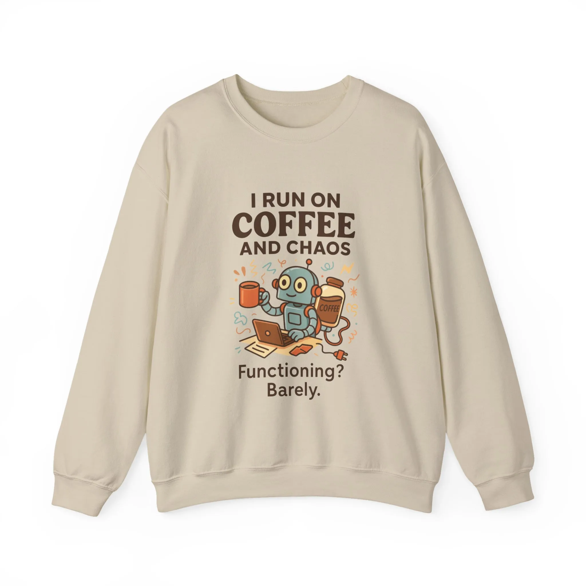 Coffee and Chaos Crewneck Sweatshirt, Funny Sweatshirt for Coffee Lovers, Unisex Gift, Cozy Everyday Wear, Ideal for Holidays