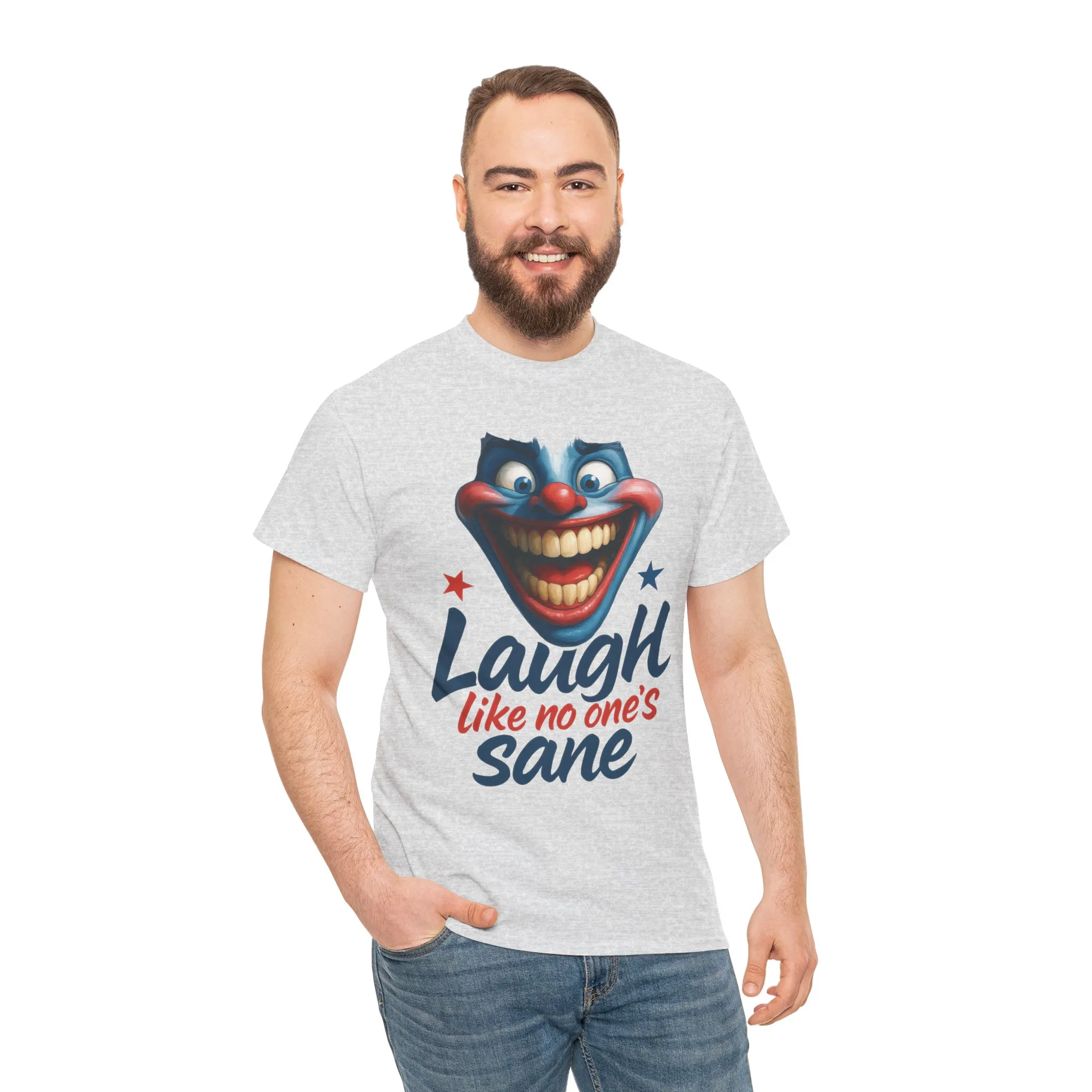 Funny Clown Face Unisex Heavy Cotton Tee, Creepy Clown Face T-Shirt, Humor T-Shirt,Clown Theme Shirt, Funny Horror Graphic Tee - Image 12