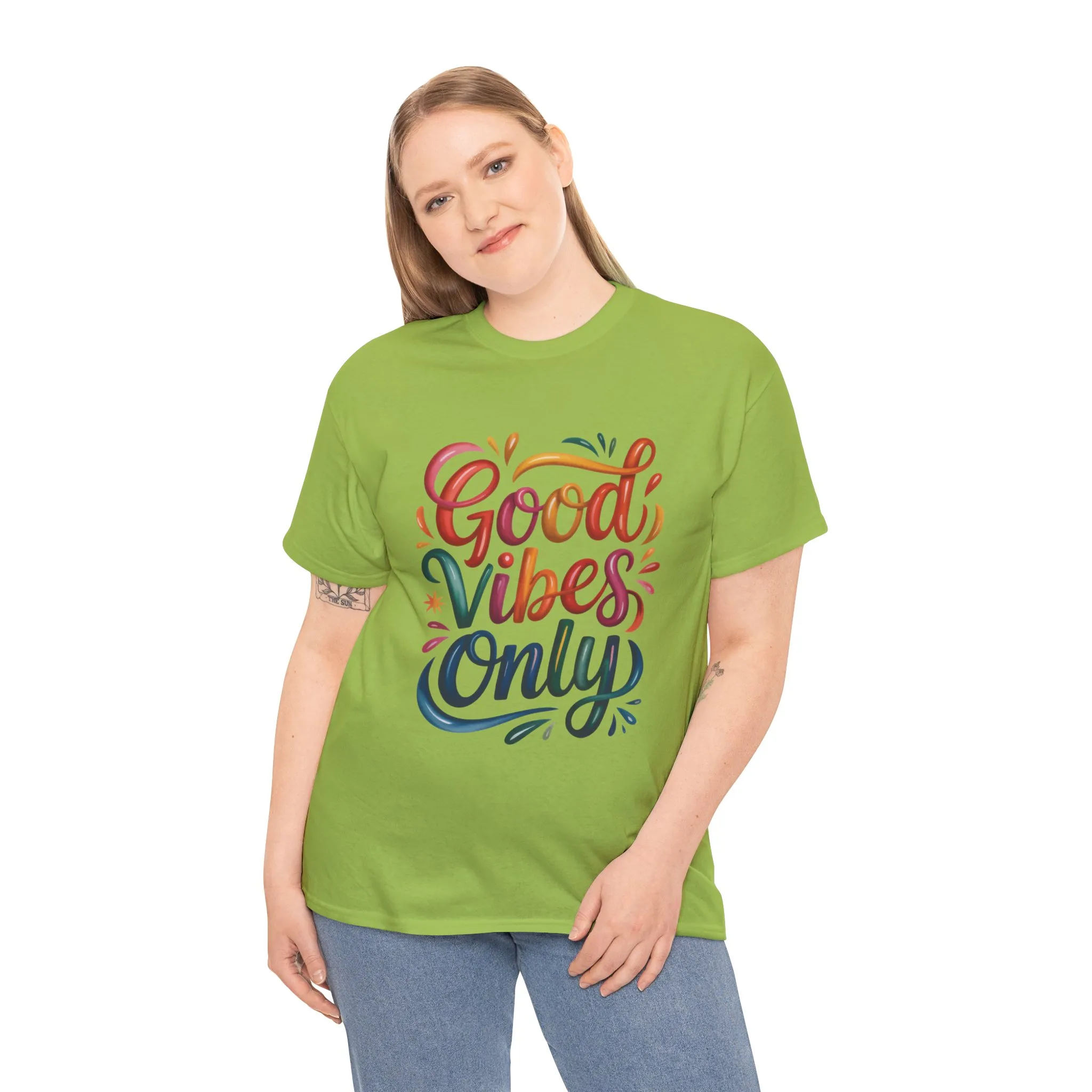 Good Vibes Only Womens Heavy Cotton Tee, Casual Wear, Gift for Friends, Relaxed Fit, Summer Style, Positive Affirmation Shirt - Image 12
